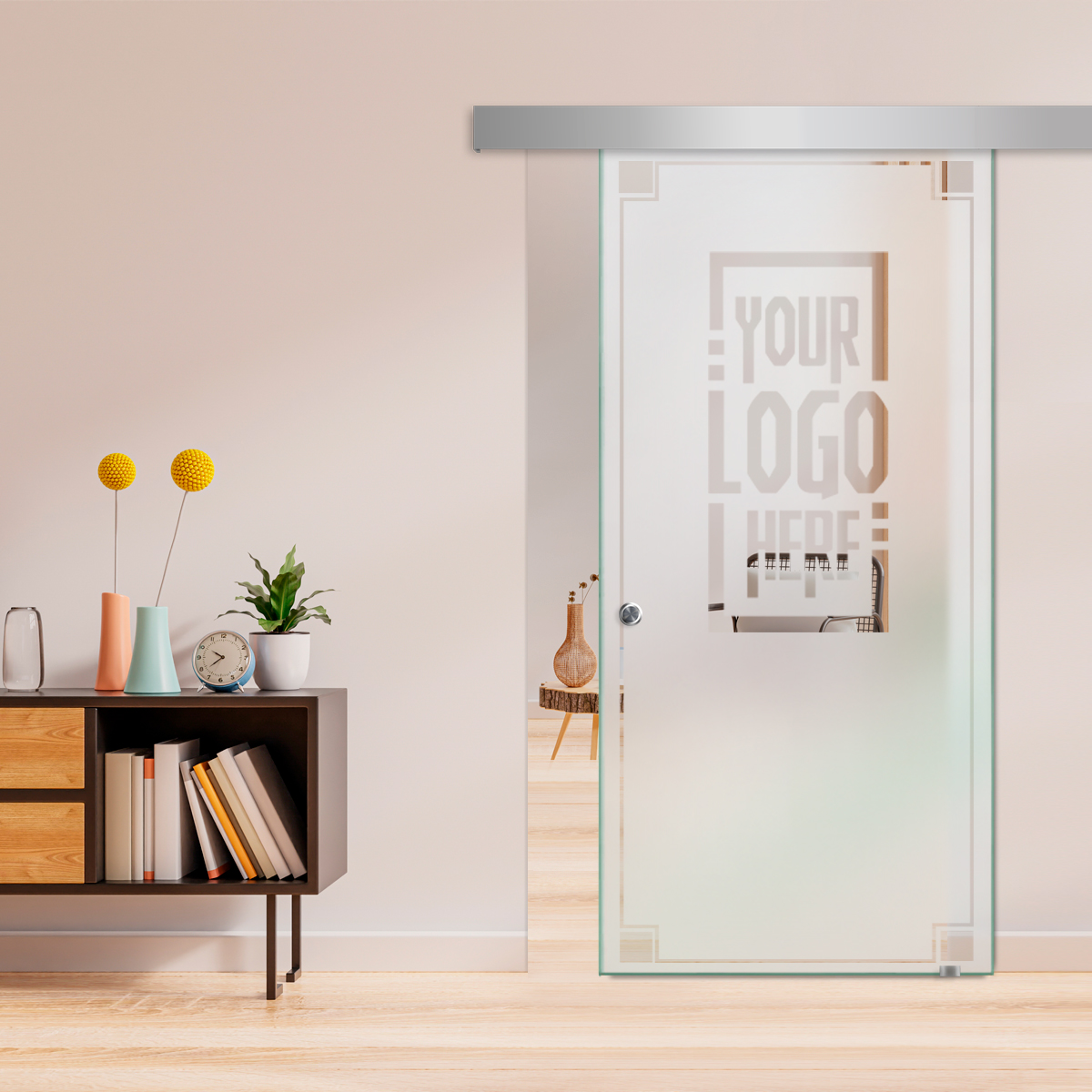Sliding Glass Barn Door (Semi-private) Recessed Grip