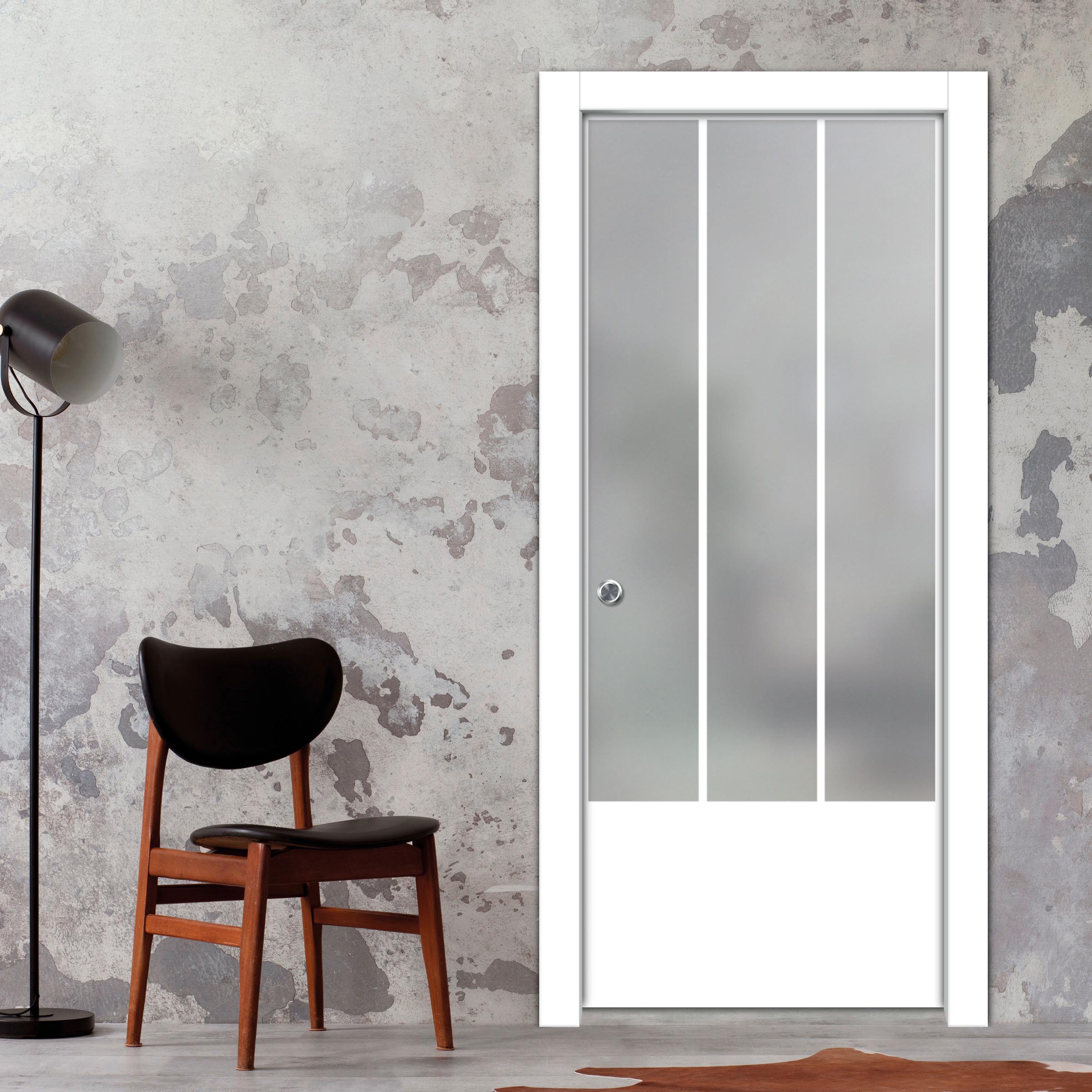 Frameless Glass Sliding Pocket Door Industrial Style PSGDIS-4257