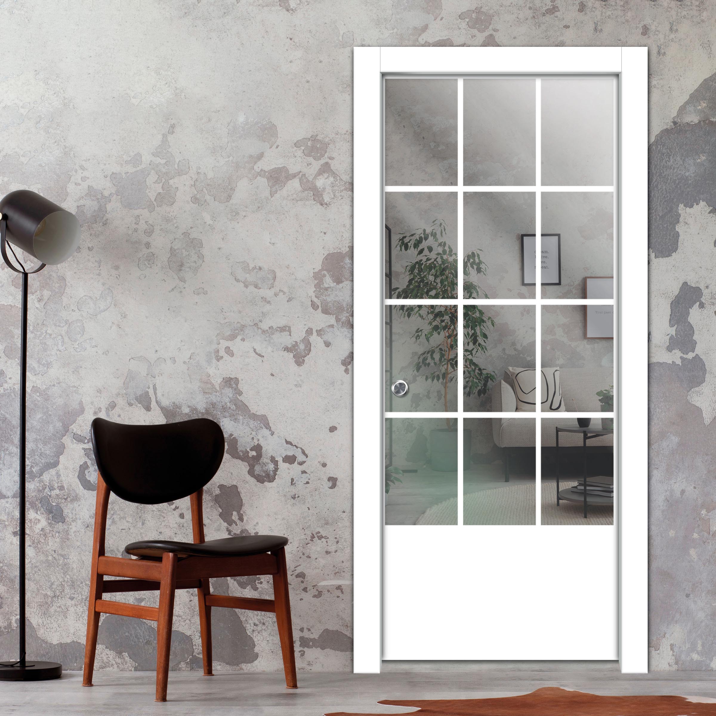 Frameless Glass Sliding Pocket Door Industrial Style PSGDIS-4258