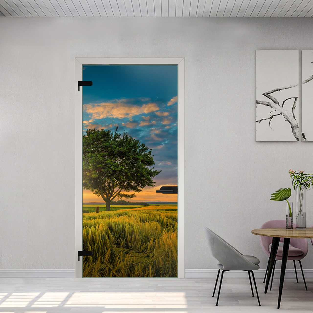 (Farm View) Digital Printing Hinged Glass Door DPHGD-6145