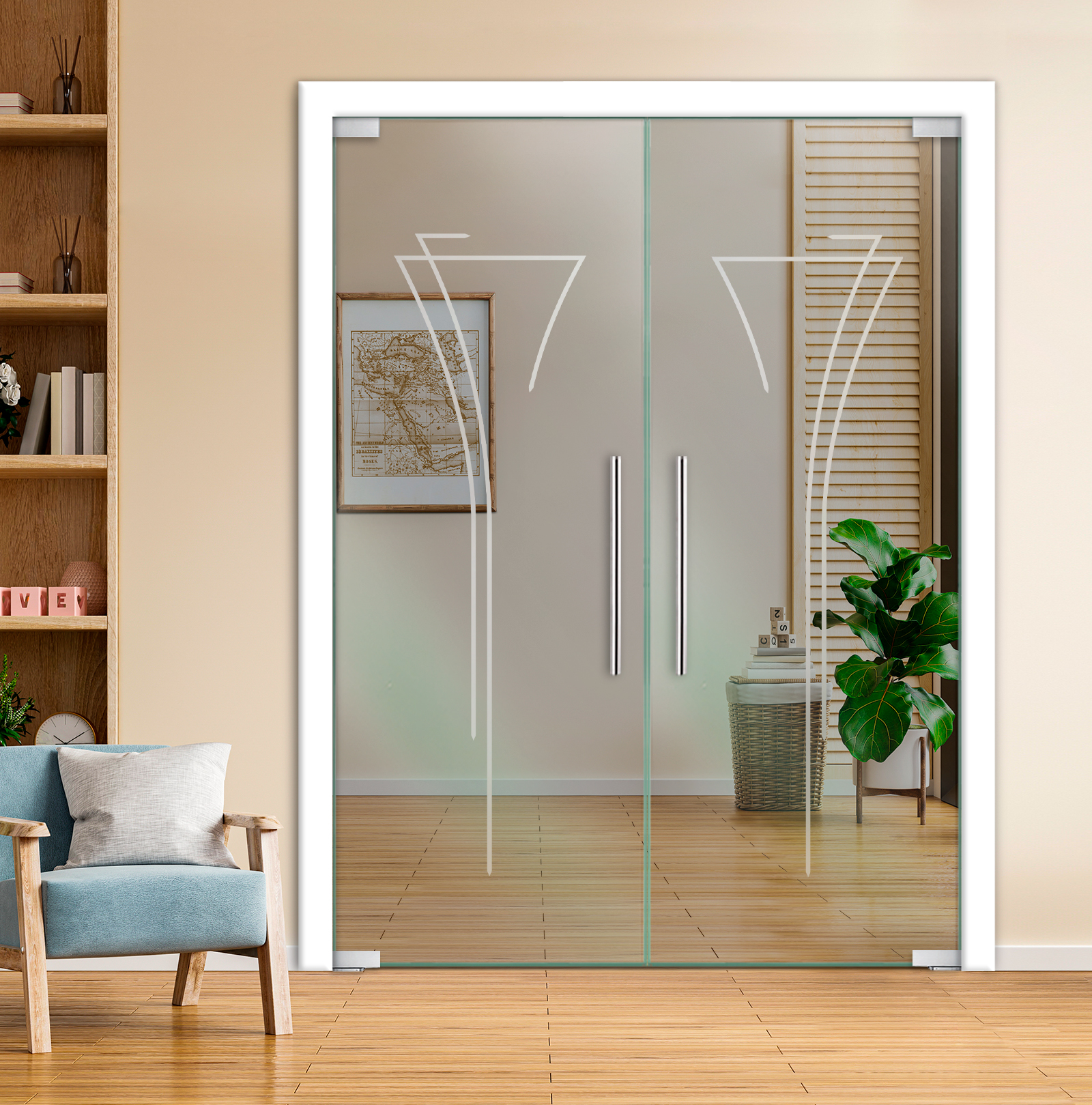 Double Pivot Glass Door With Self Closing Pivot Hinges (Non-Private / T-Handle)