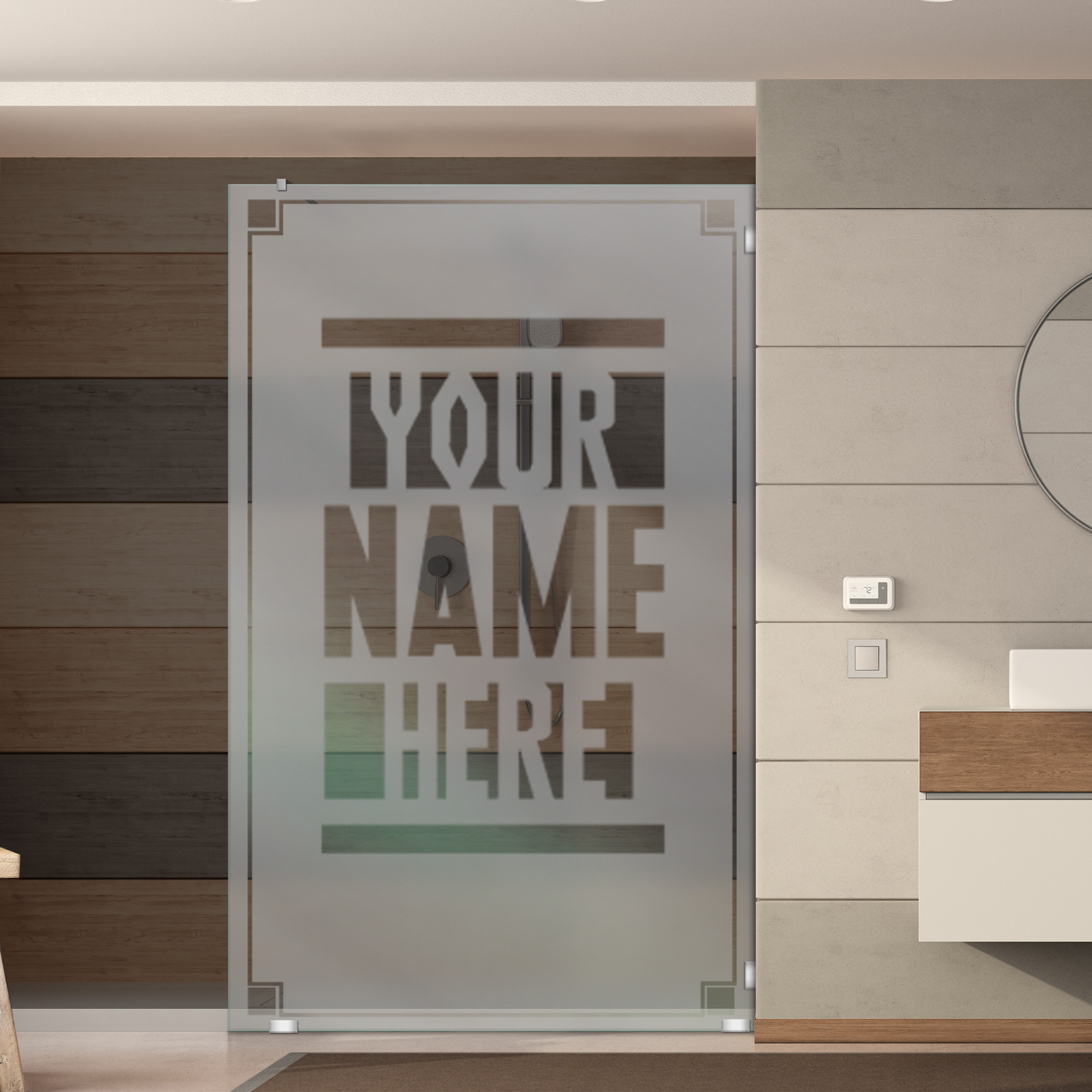 Frameless Fixed Shower Glass Panel Customized (With Your Name) FSS-4028