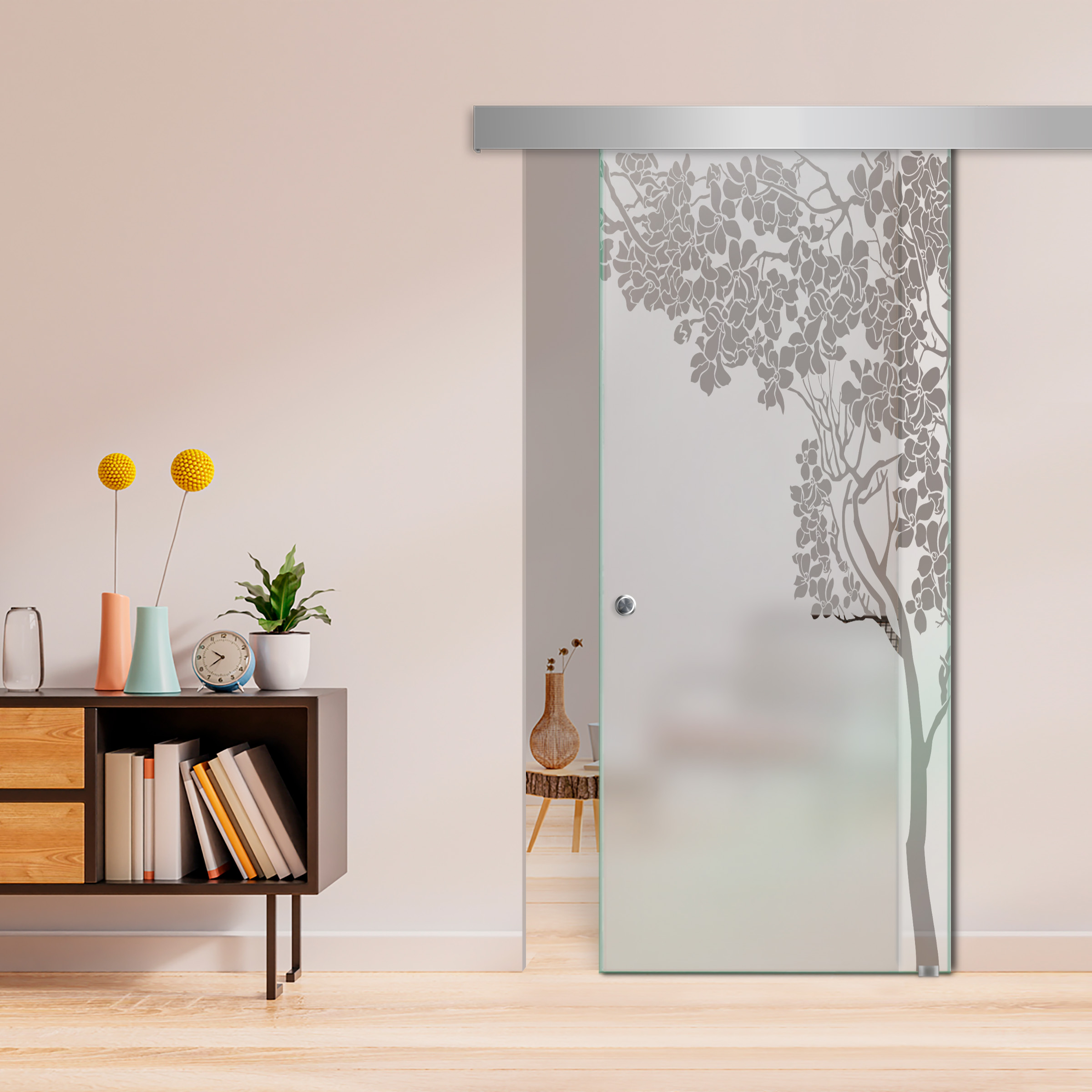 Sliding Glass Barn Door ALU100 (Semi Private) Recessed Grip
