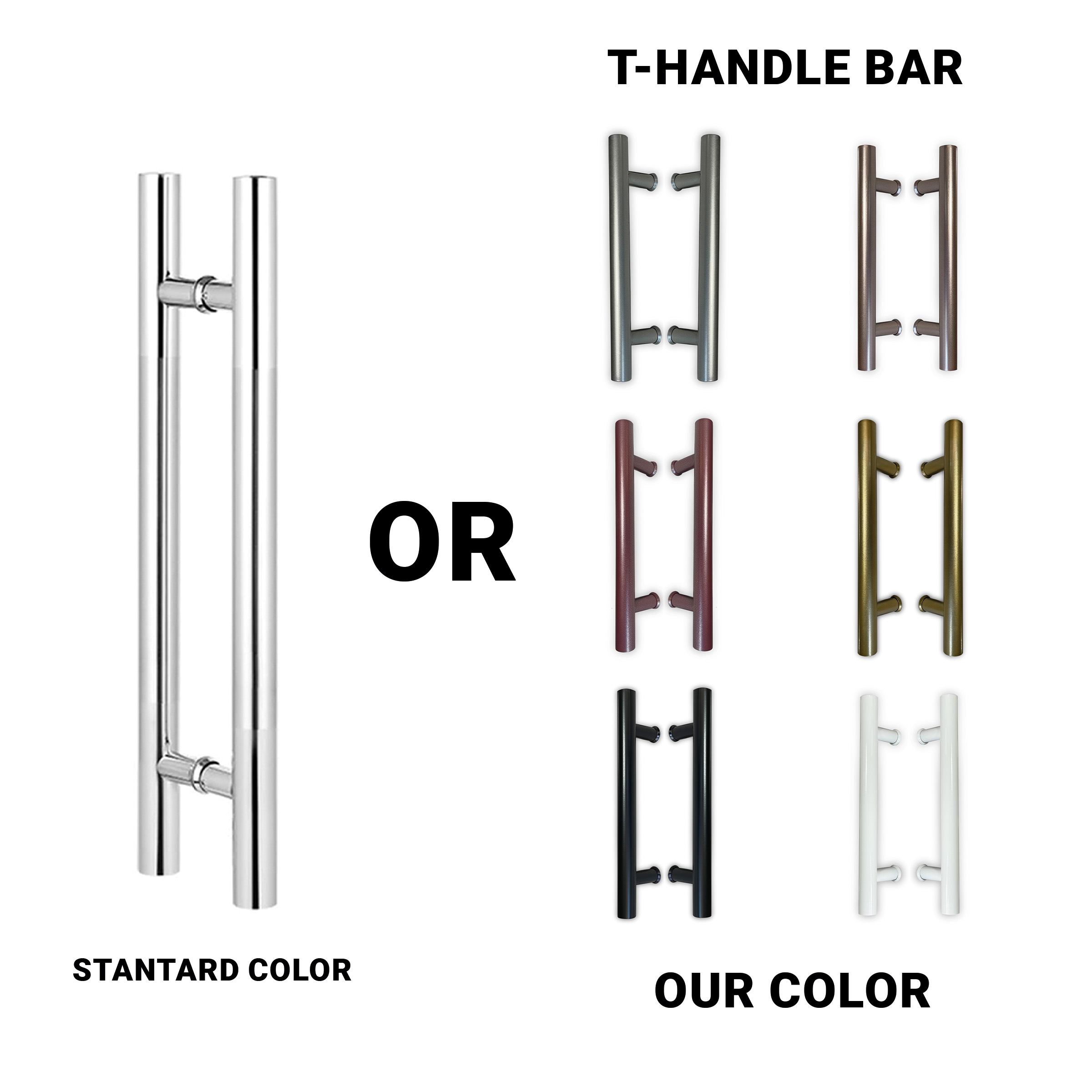 Stainless Steel T-Handle Bar for Glass Door & Wooden Door