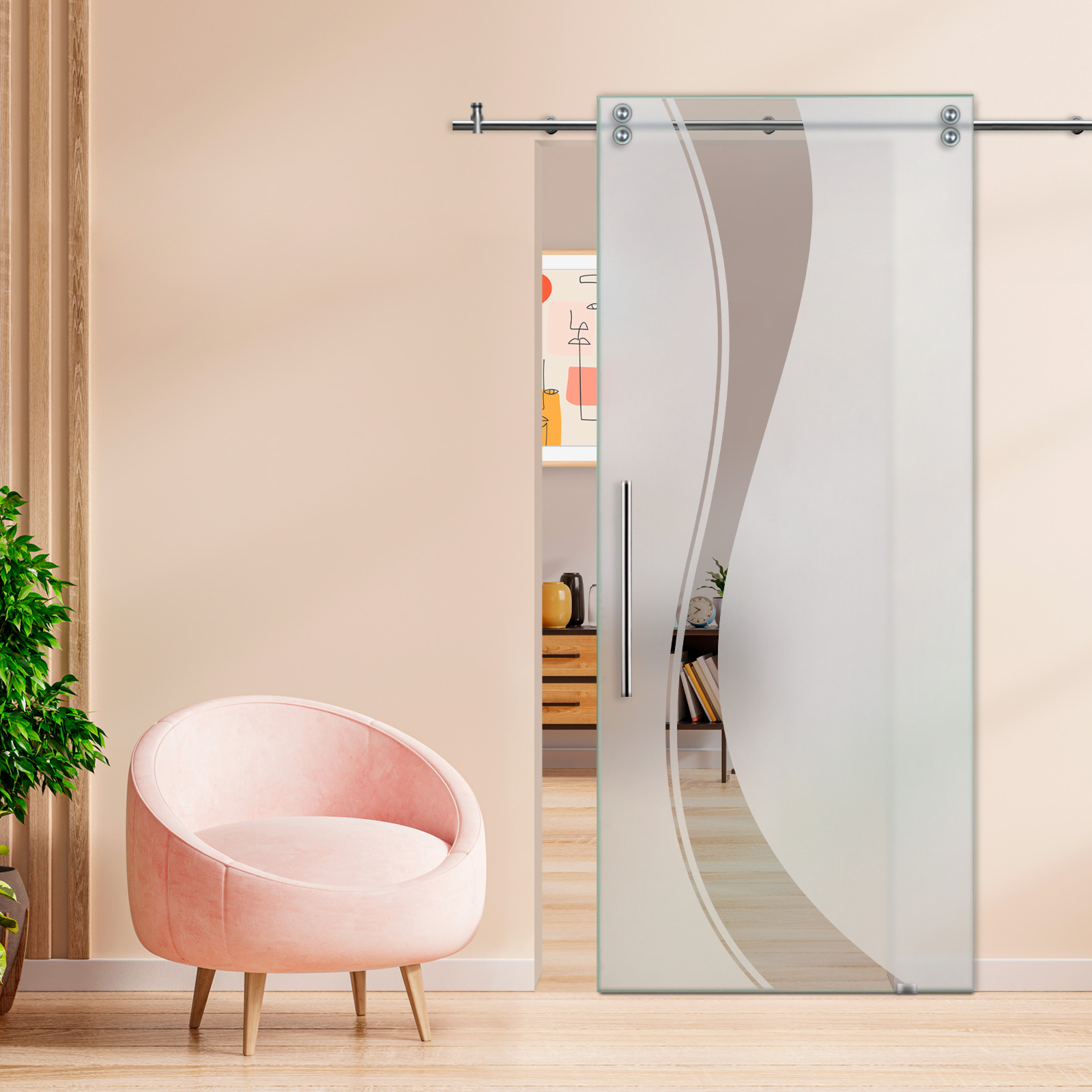 Sliding Glass Barn Door (Semi-private) T-Handle