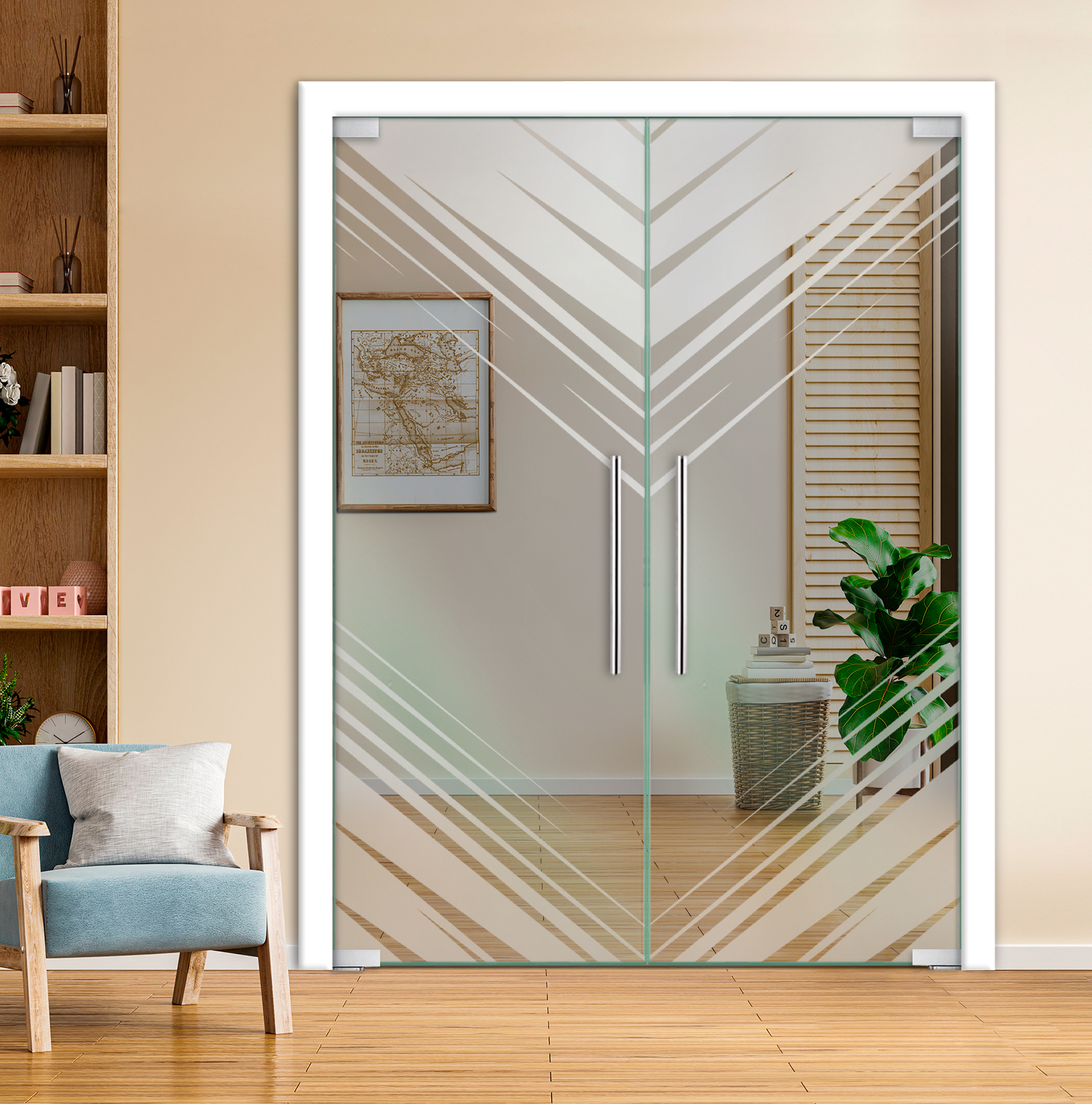 Double Pivot Glass Door With Self Closing Pivot Hinges (Non-Private / T-Handle)