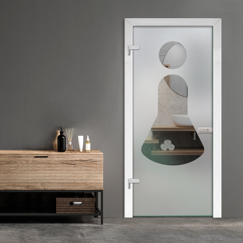 Restroom Women Hinged Glass Door