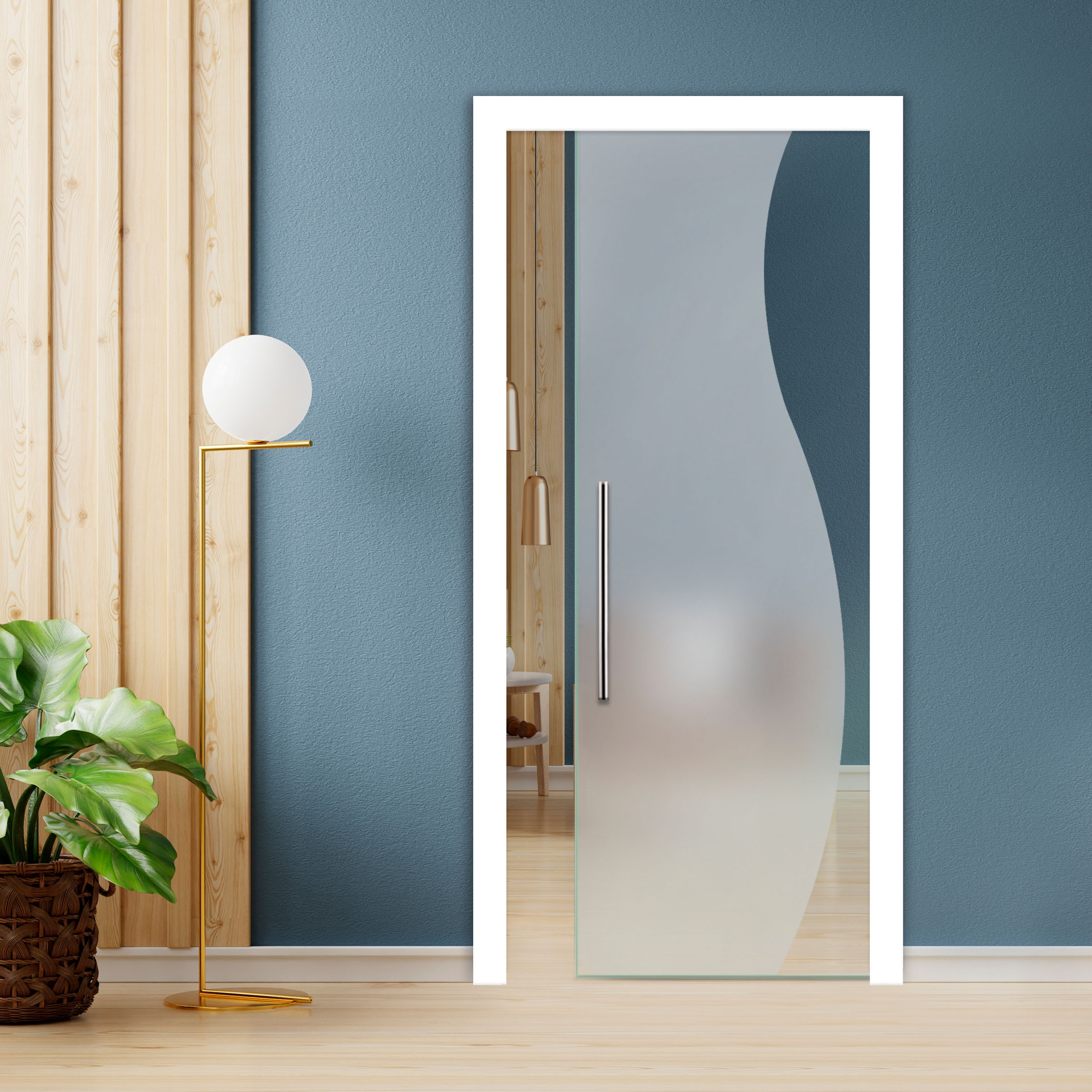 Pocket Glass Barn Door (Model PSGD-0128) + T Handle Bar
