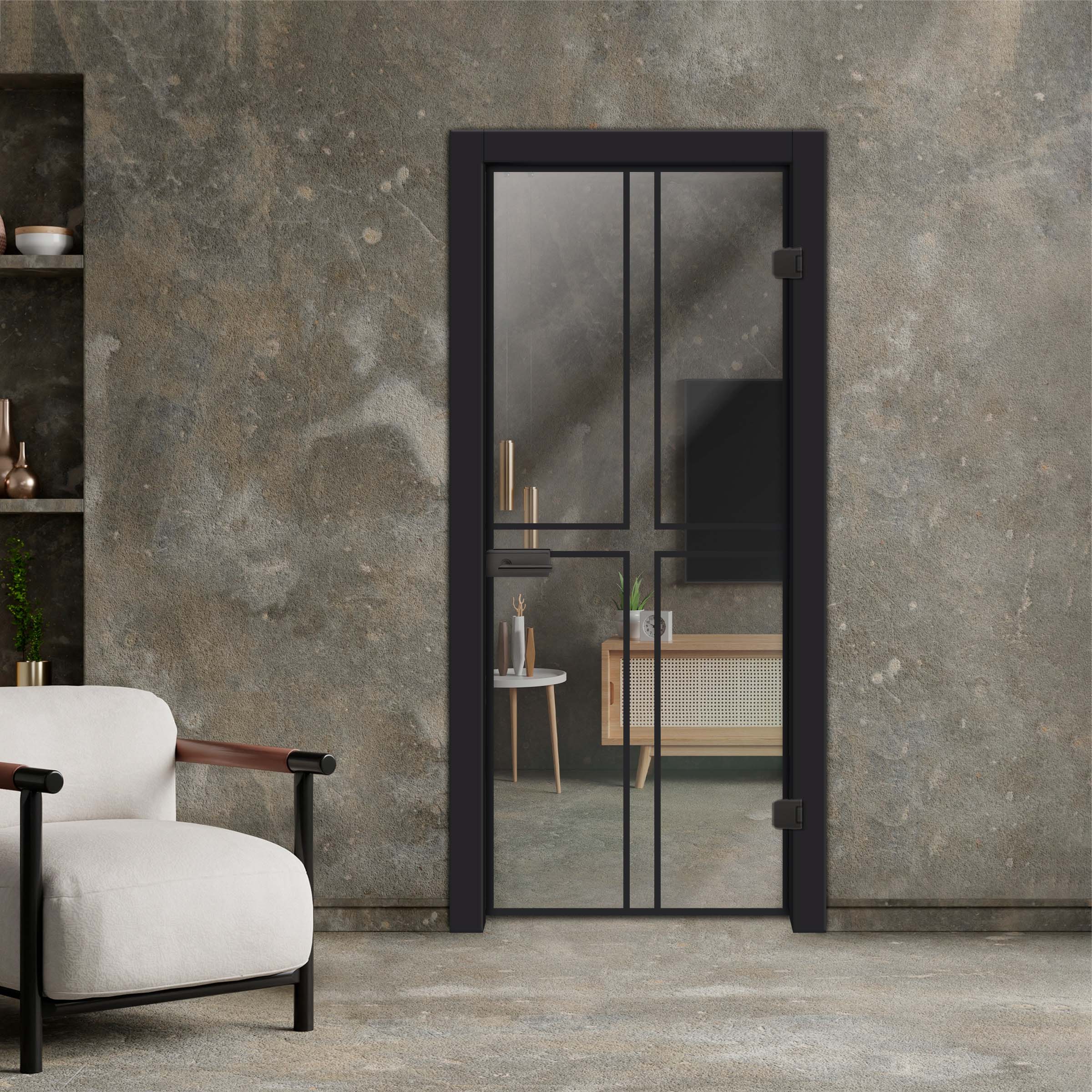 Industrial Style Frameless Hinged Glass Door IHGD-4217