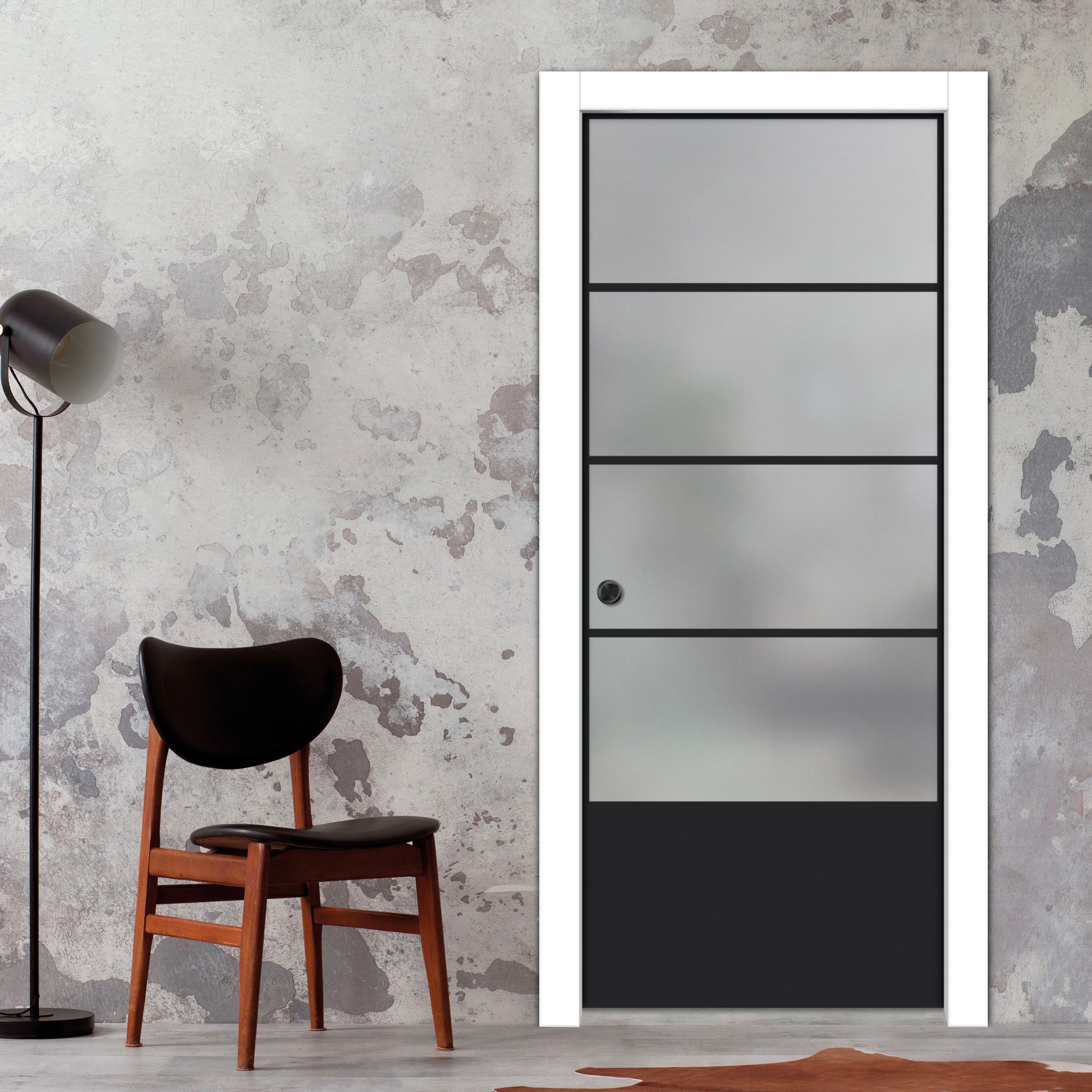 Frameless Glass Sliding Pocket Door Industrial Style PSGDIS-4256