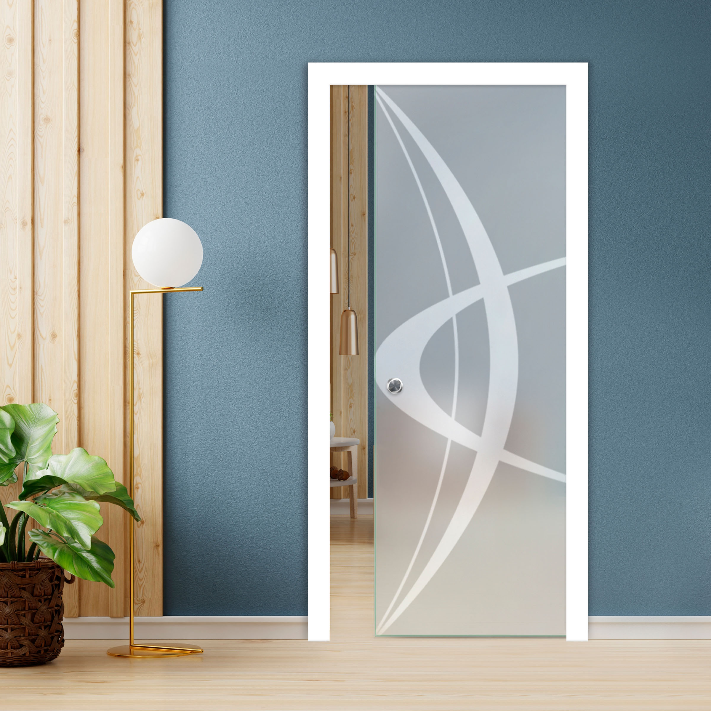 Pocket Glass Barn Door (Model PSGD-0122) With Recessed Grip