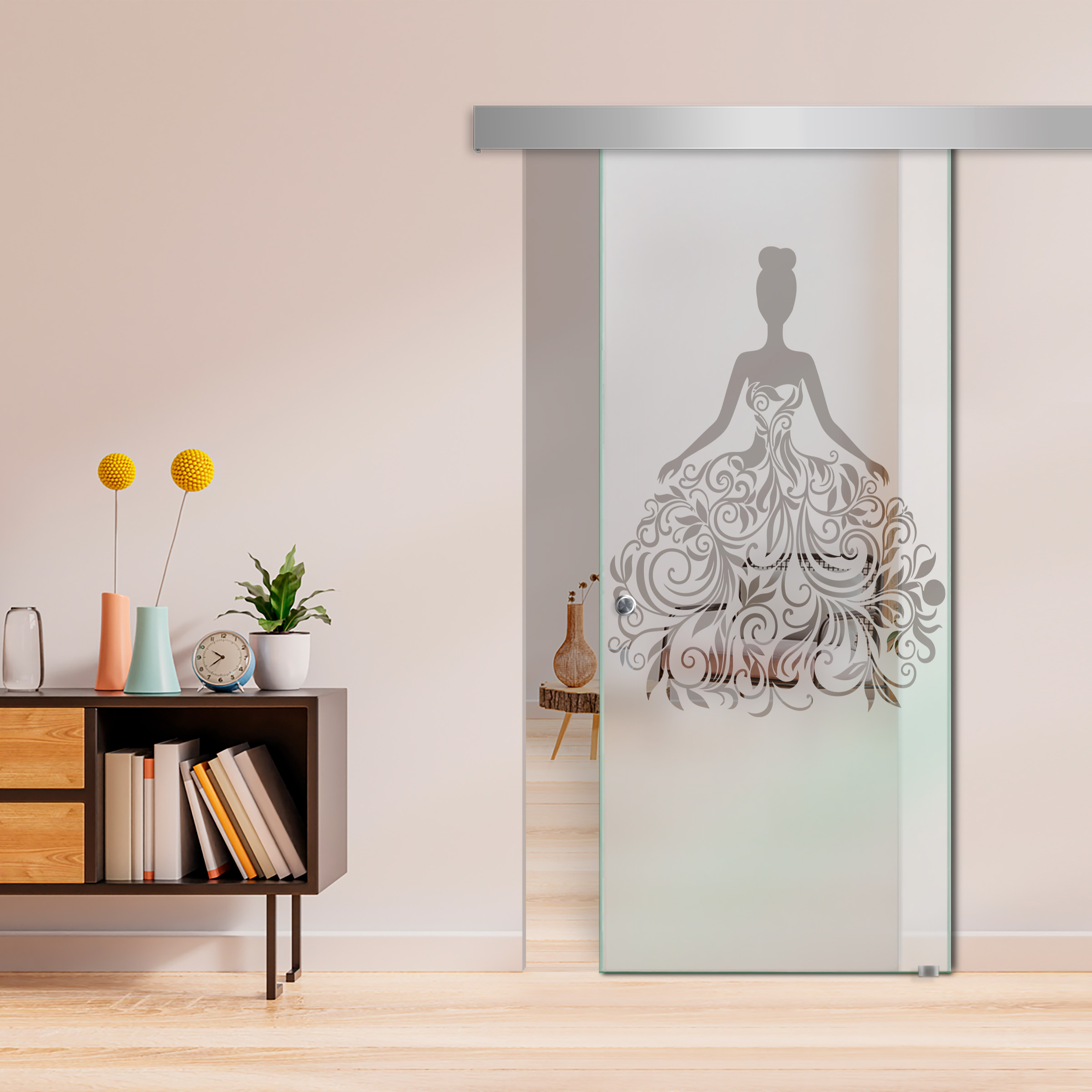 Sliding Glass Barn Door  ALU100 (Semi Private)