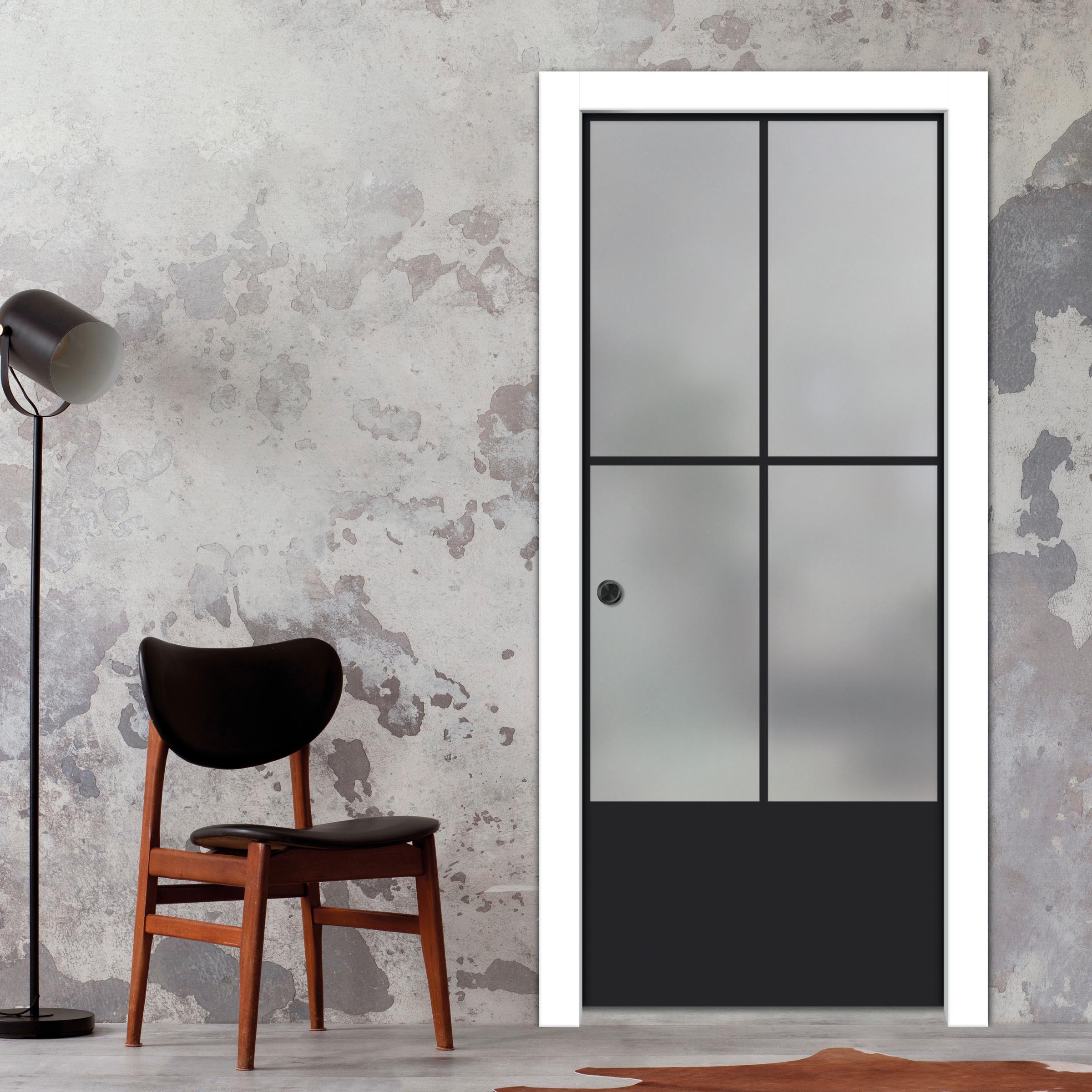 Frameless Glass Sliding Pocket Door Industrial Style PSGDIS-4254