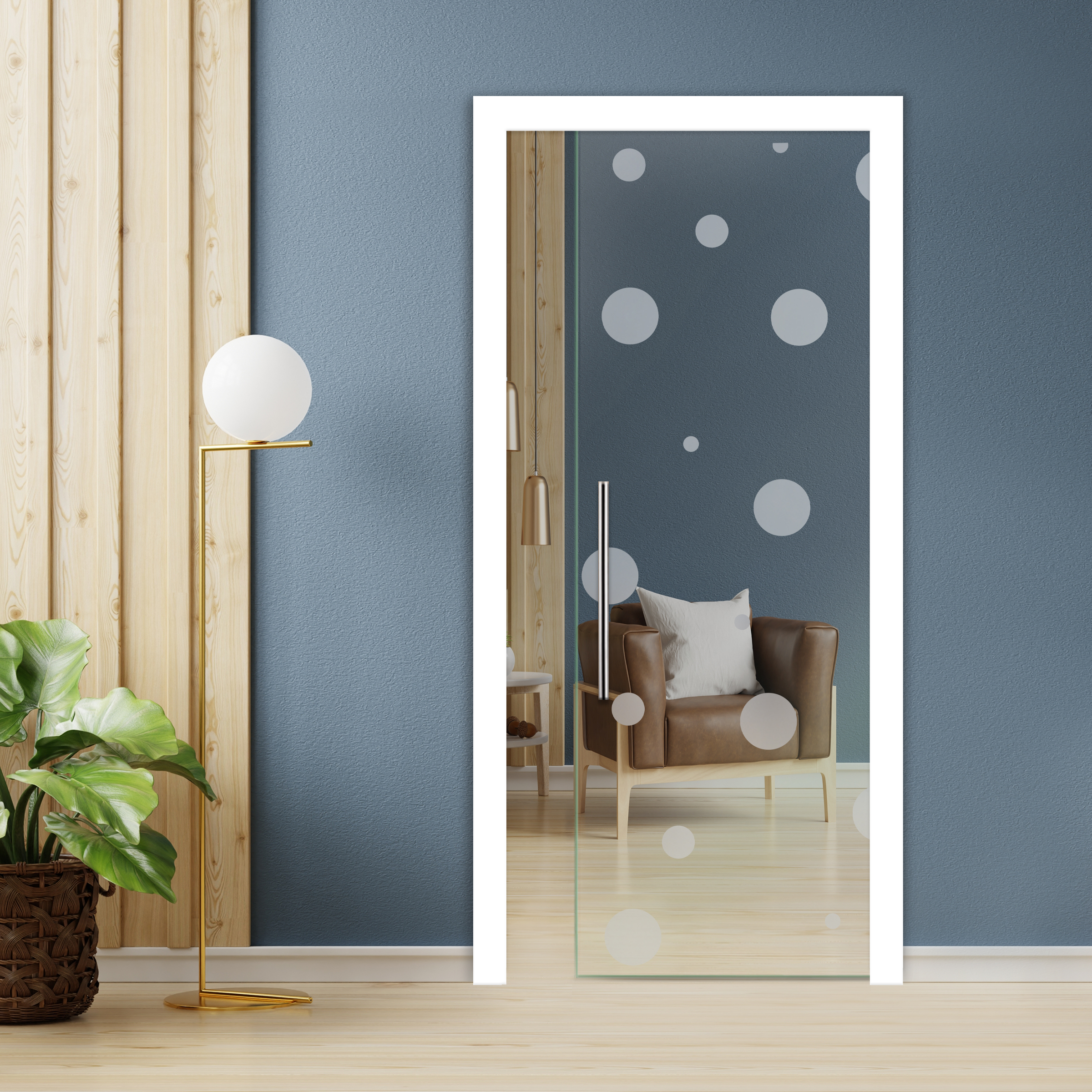 Pocket Glass Barn Door (Model PSGD-0052) With T Handle Bar