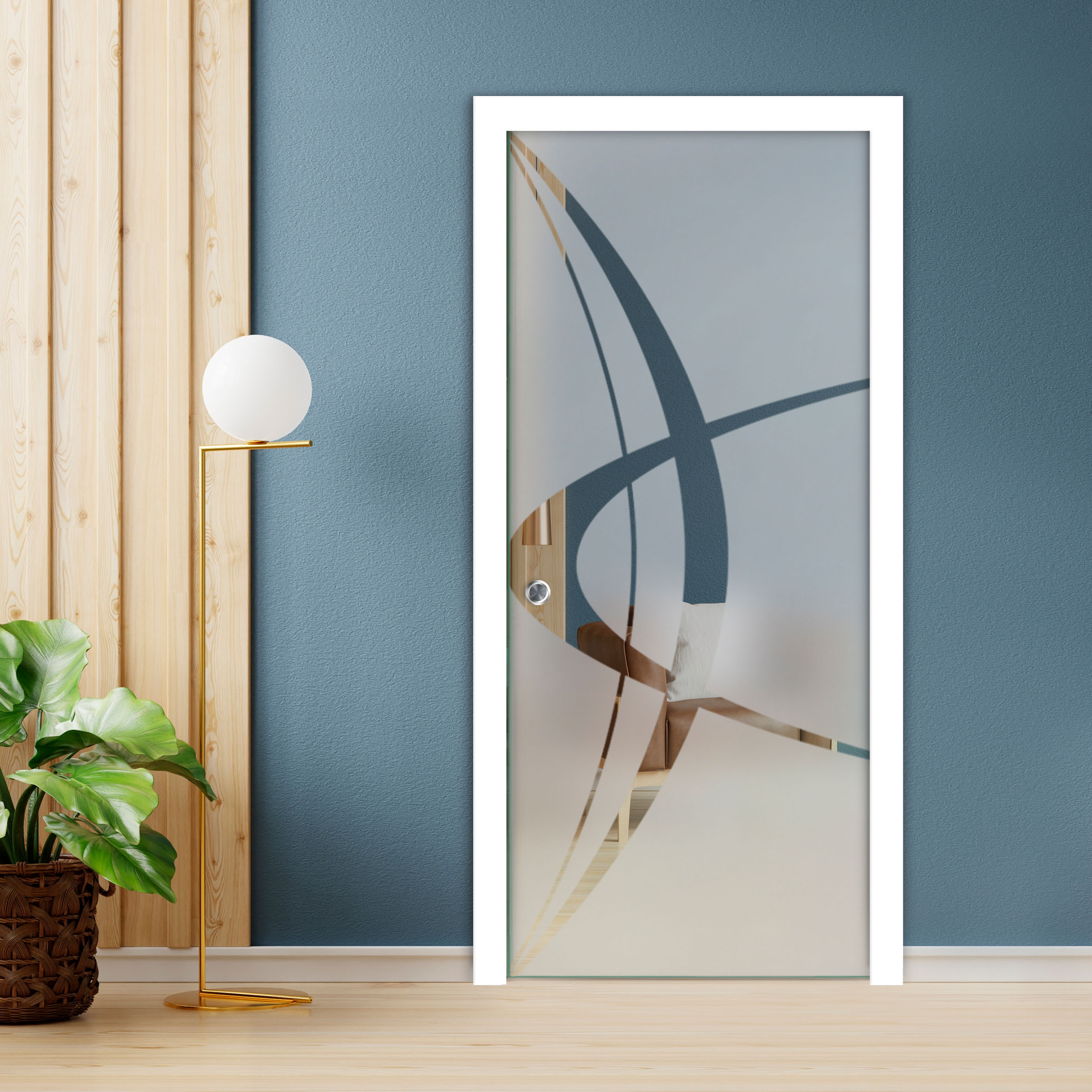 Pocket Glass Barn Door (Model PSGD-0122) With Recessed Grip