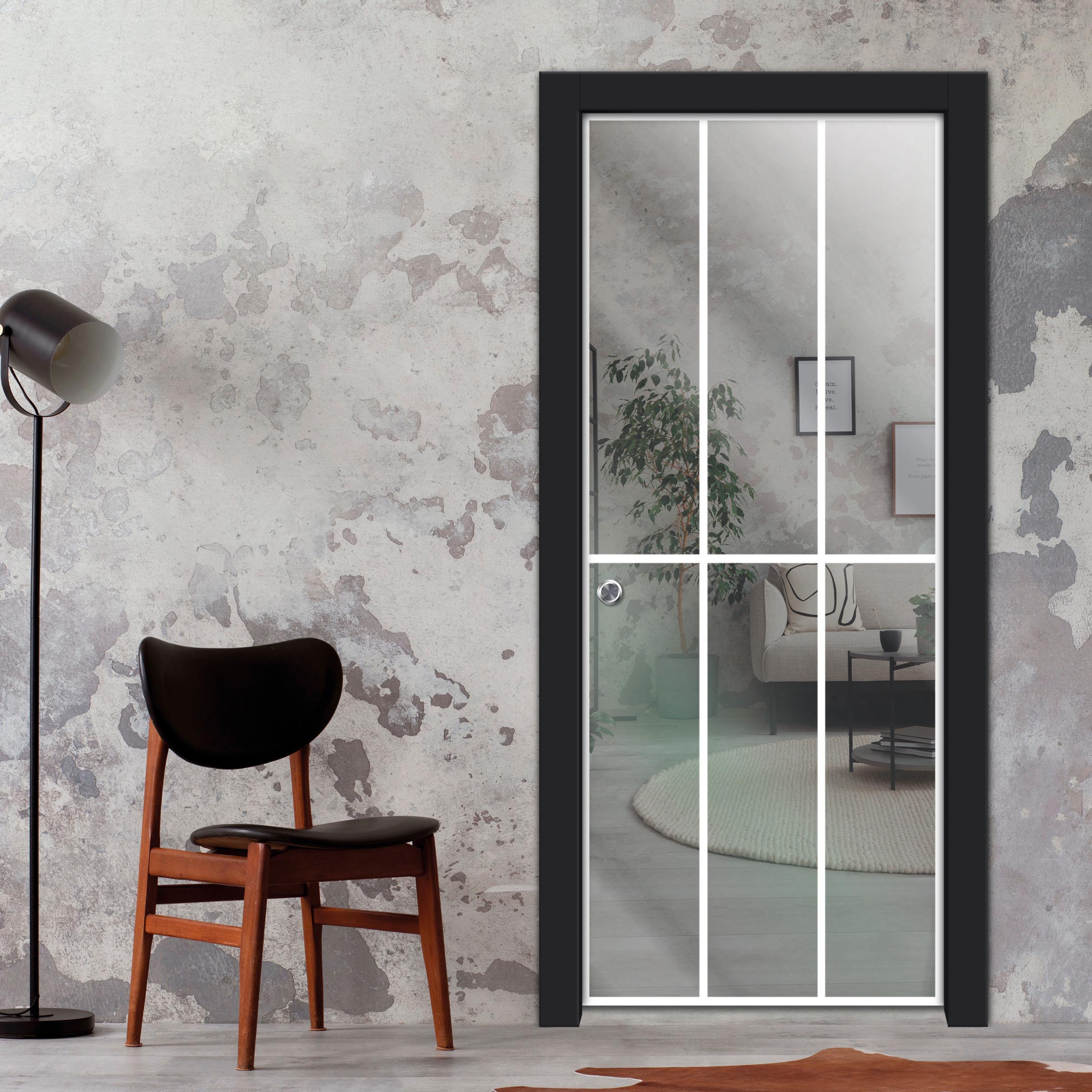 Frameless Glass Sliding Pocket Door Industrial Style PSGDIS-4259