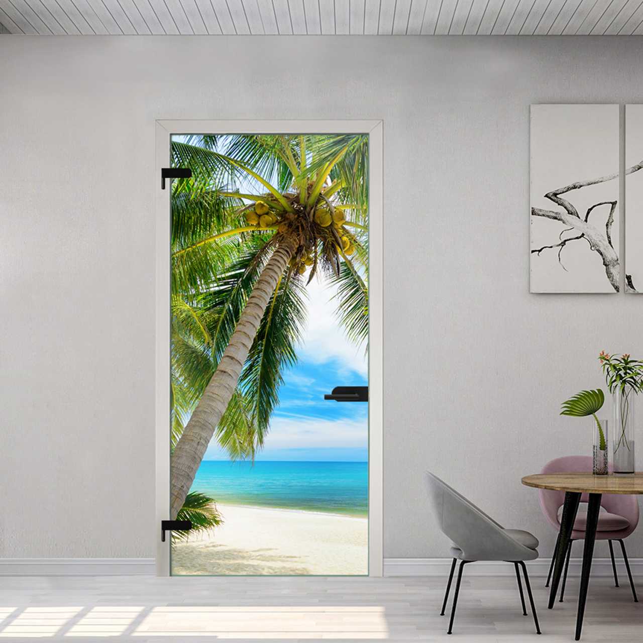 (Caribbean Beach) Digital Printing Hinged Glass Door DPHGD-6137