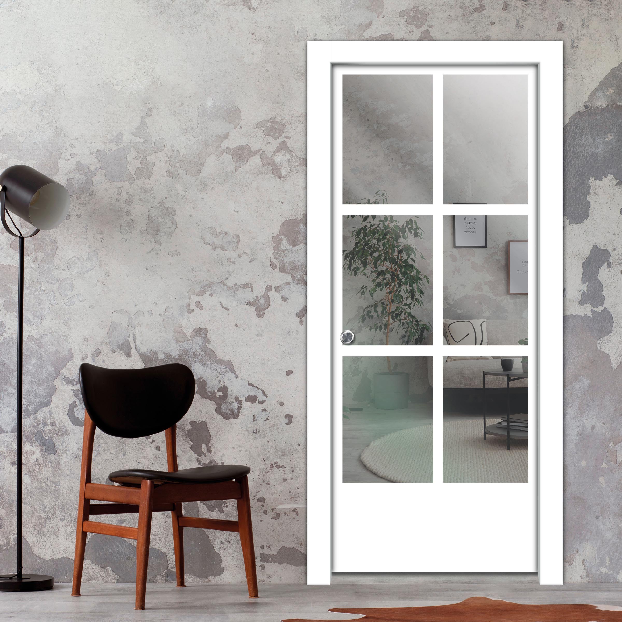 Frameless Glass Sliding Pocket Door Industrial Style PSGDIS-5434