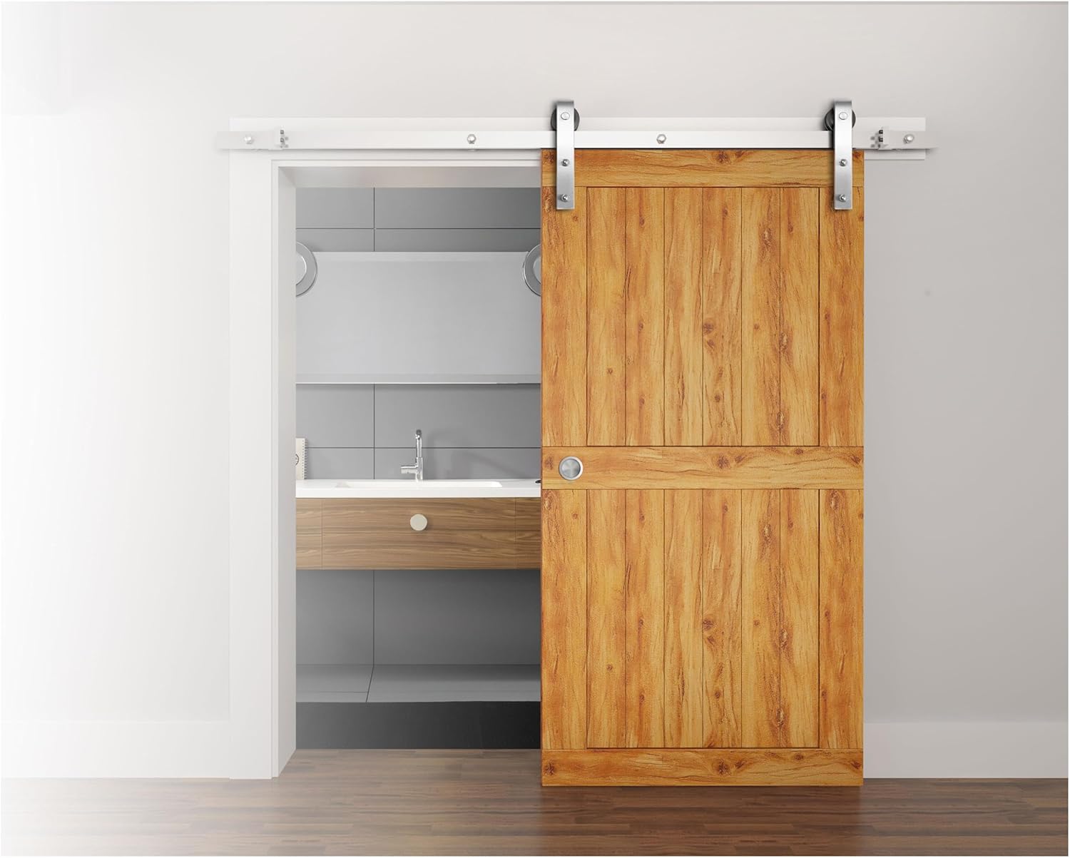 Stainless Steel Sliding Wood Barn Door Hardware Kit SH-SS-0784