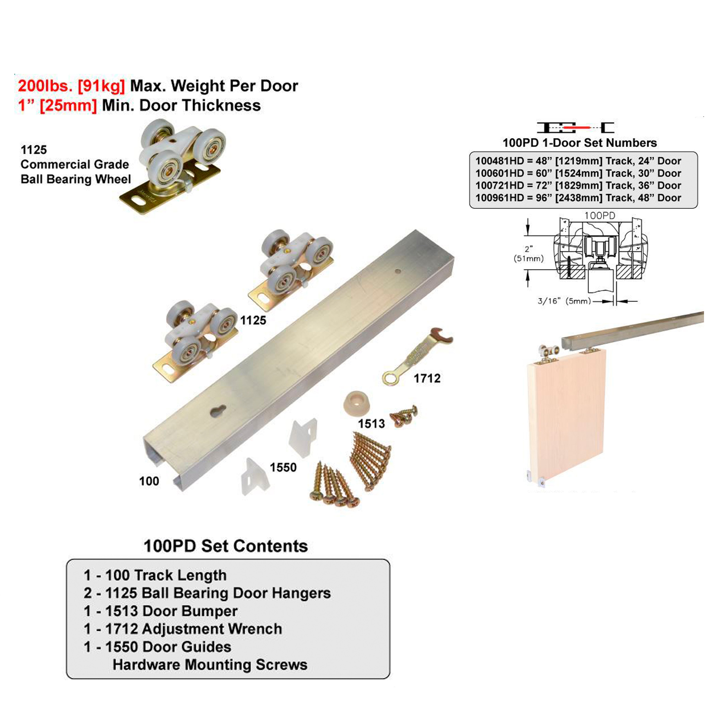 Wooden Pocket Door Hardware Kit