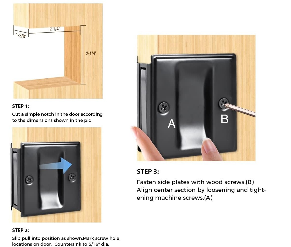 Privacy Door Pull Without Switch Plate for Pocket, Sliding, Porch and Bifold Door