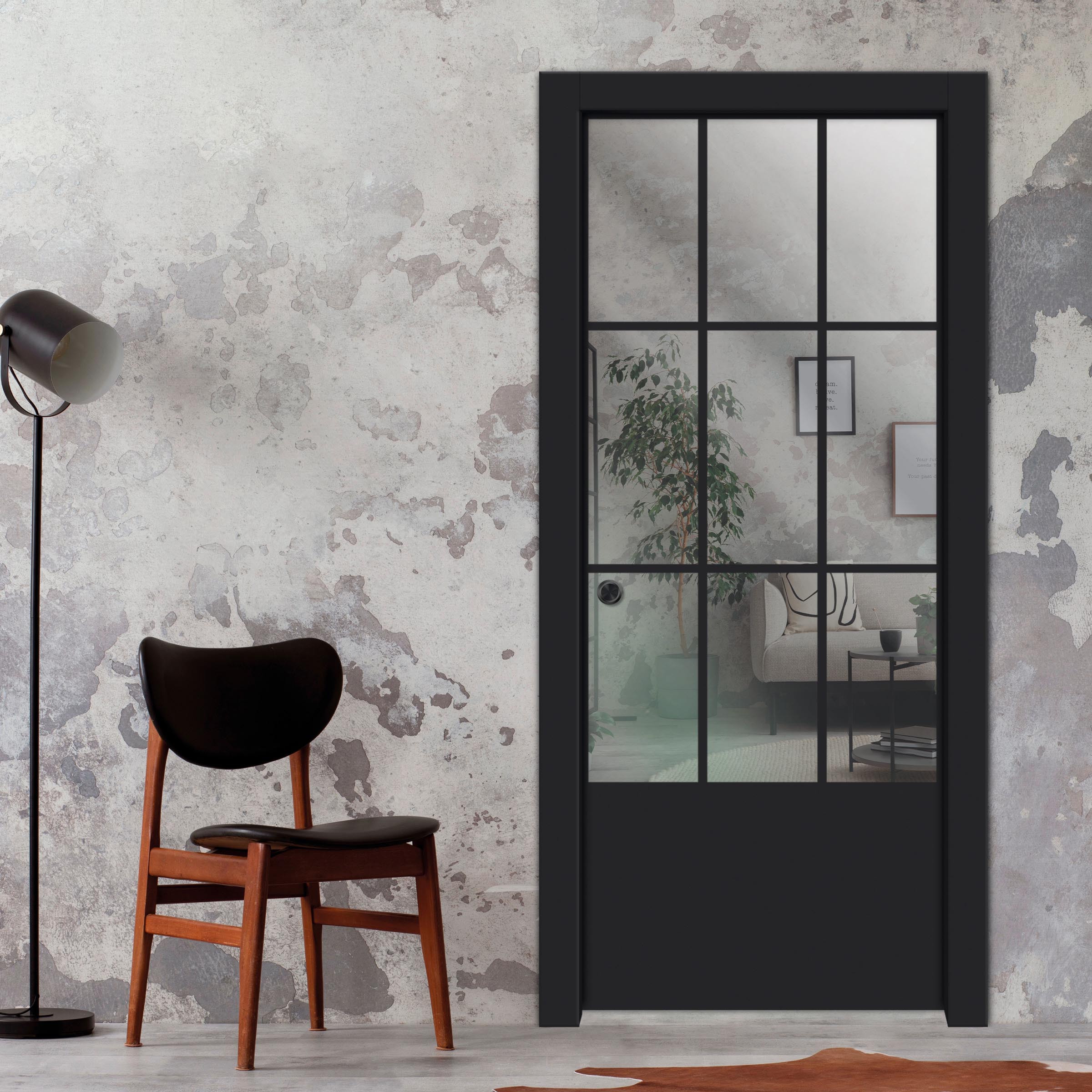 Frameless Glass Sliding Pocket Door Industrial Style PSGDIS-4269