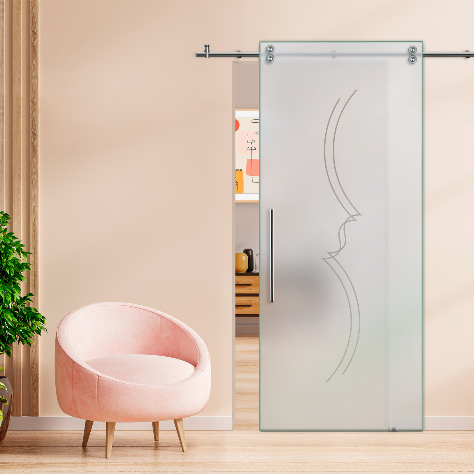 Sliding Glass Barn Door (Semi-private) T-Handle