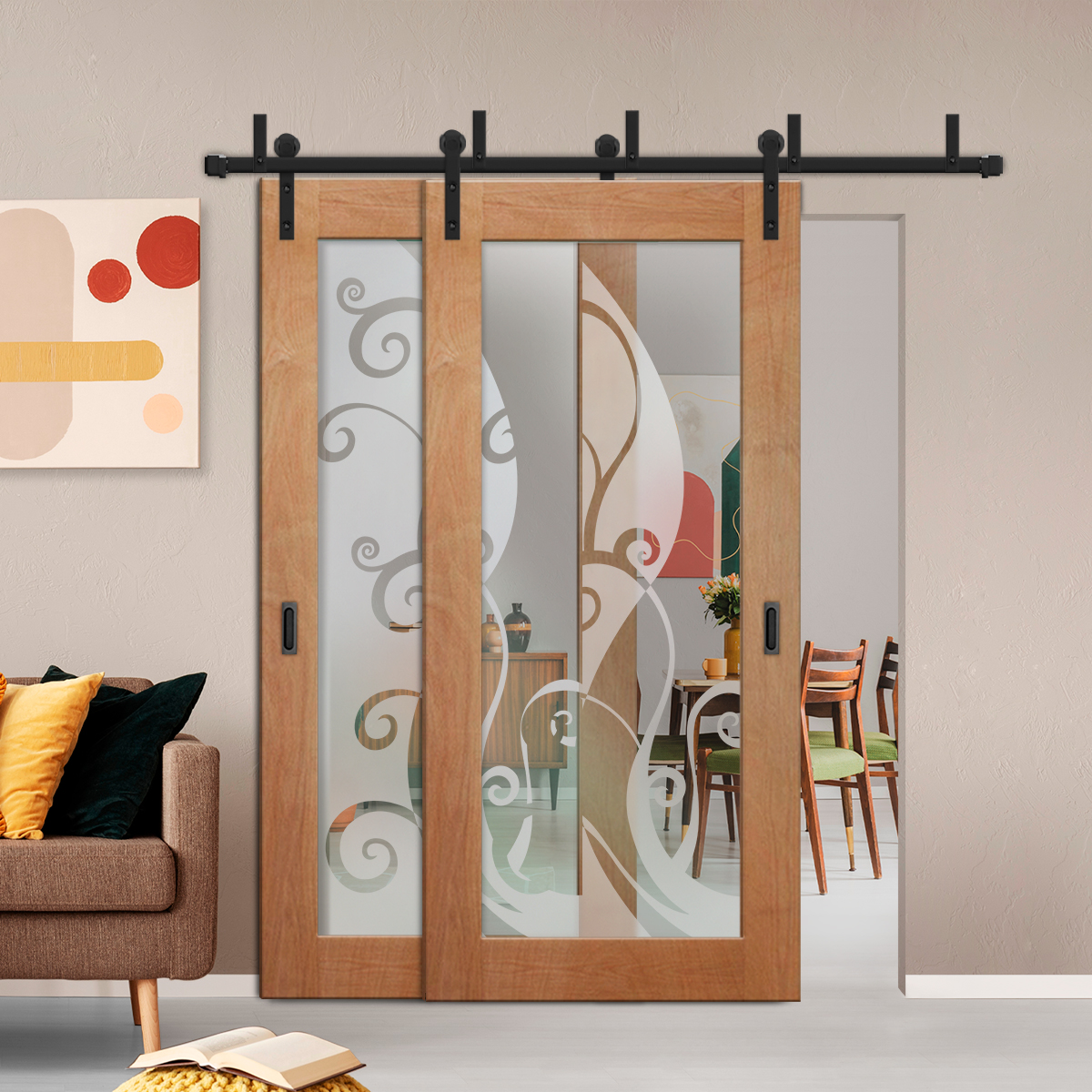 Sliding Barn Bypass Door (Model BGD-0018 Semi-Private)