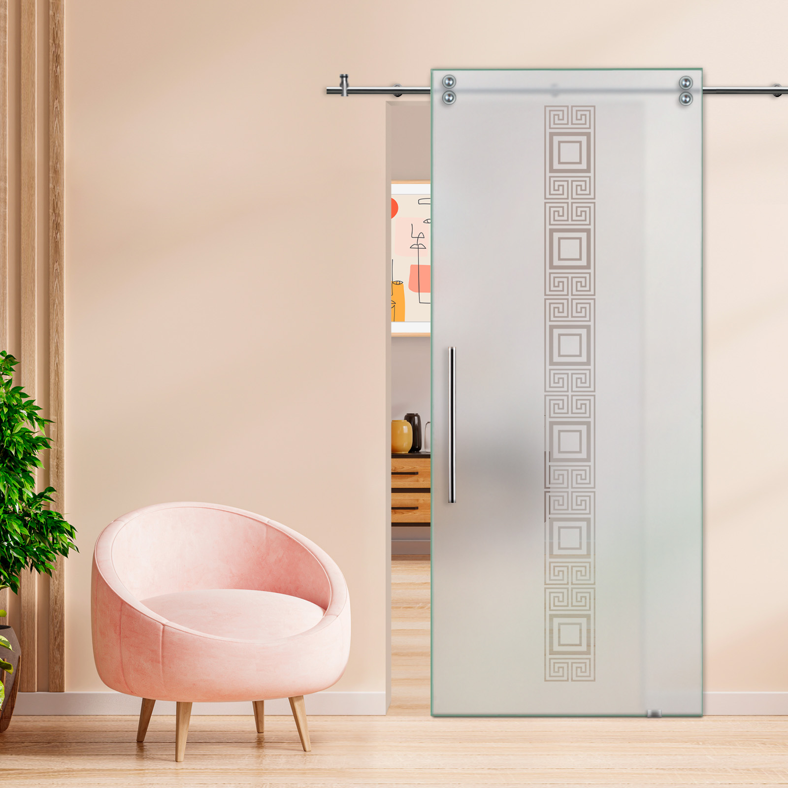 Sliding Glass Barn Door (Semi-private) T-Handle