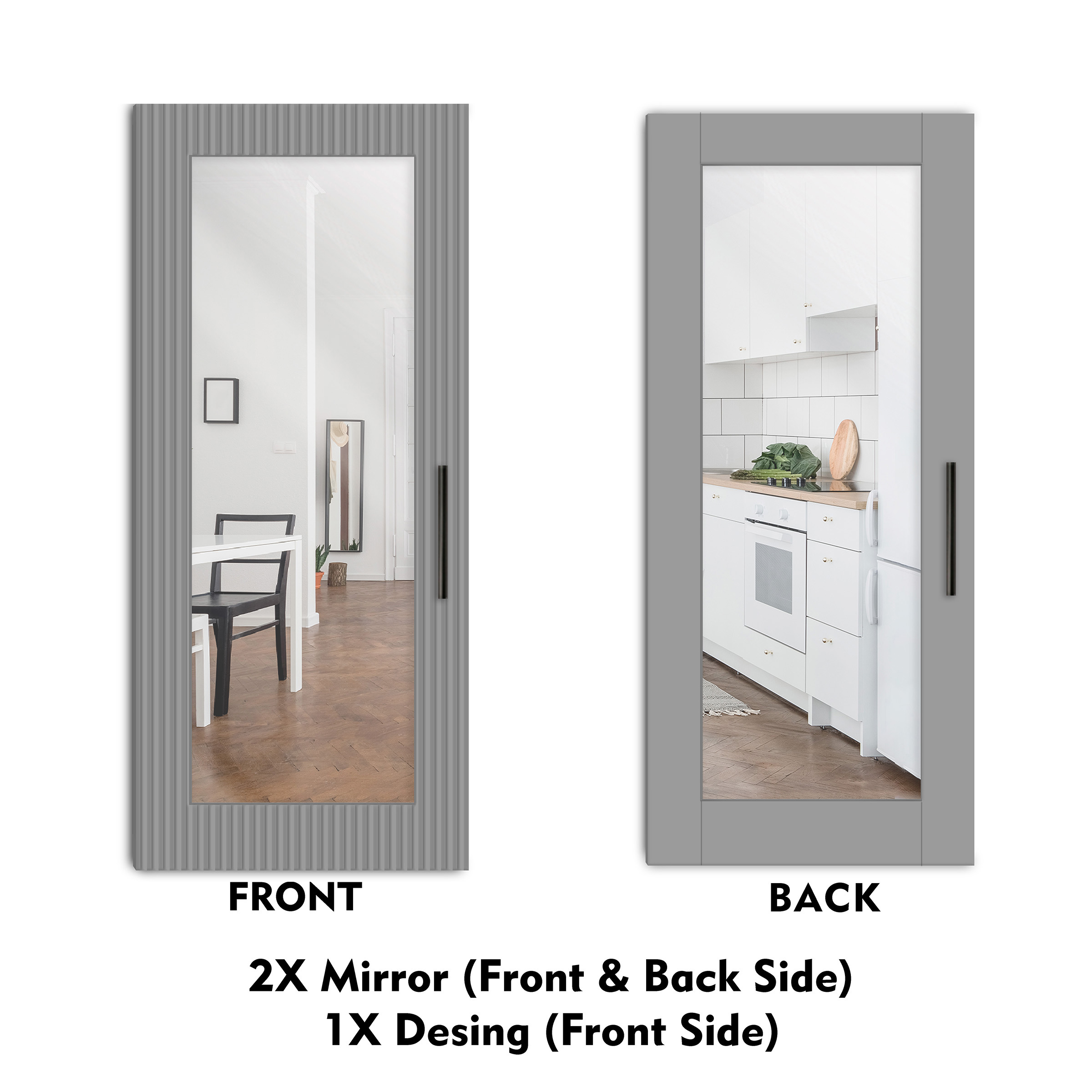 2x Mirror (1x Design Front No Design Back Side)