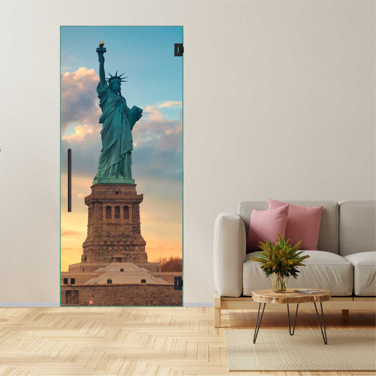 (New York Statue of Liberty) Digital Printing Swing Glass Door DPSD-6308