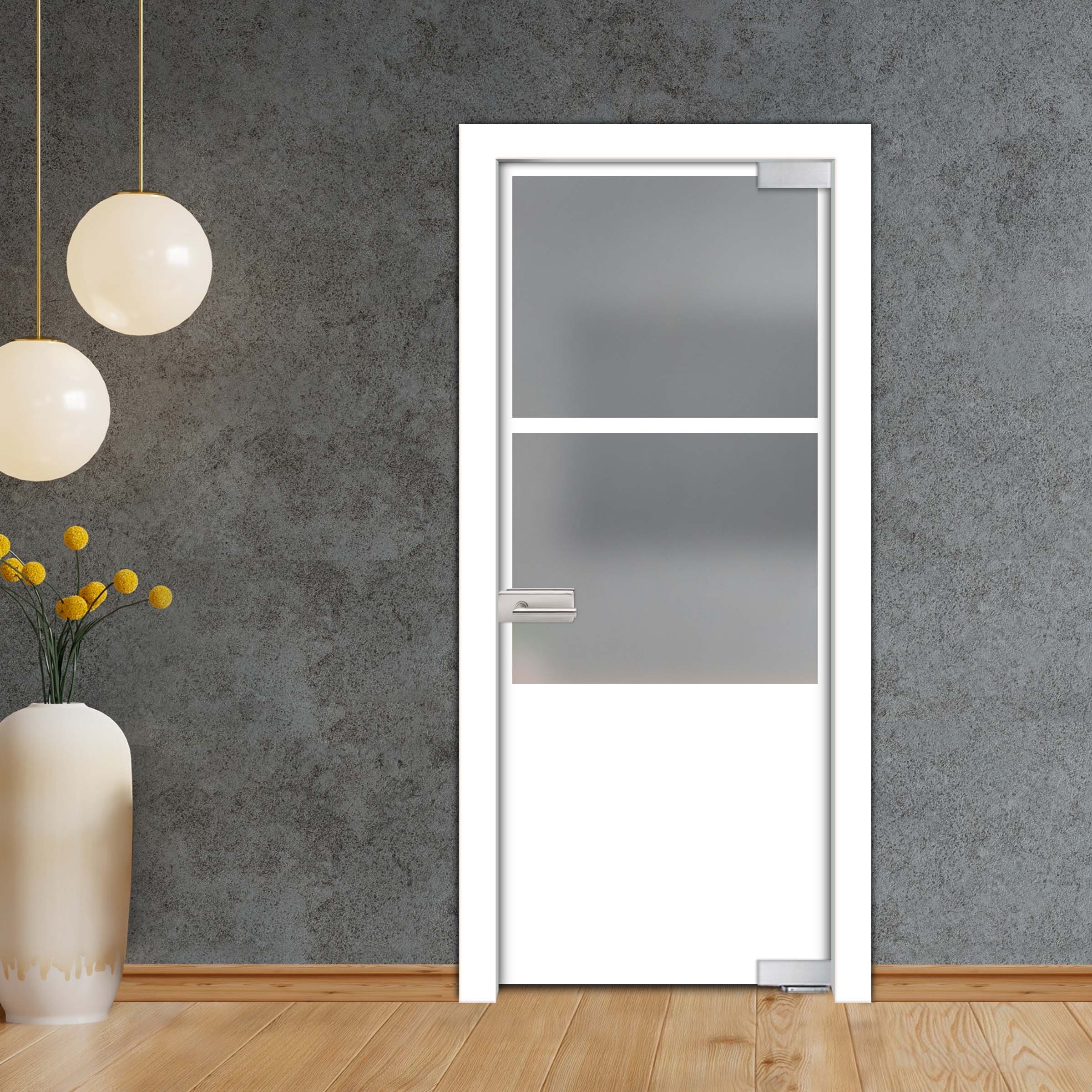 Frameless Industrial Pivot Glass Door (Black Hardware Complete Kit) PGLF-5400
