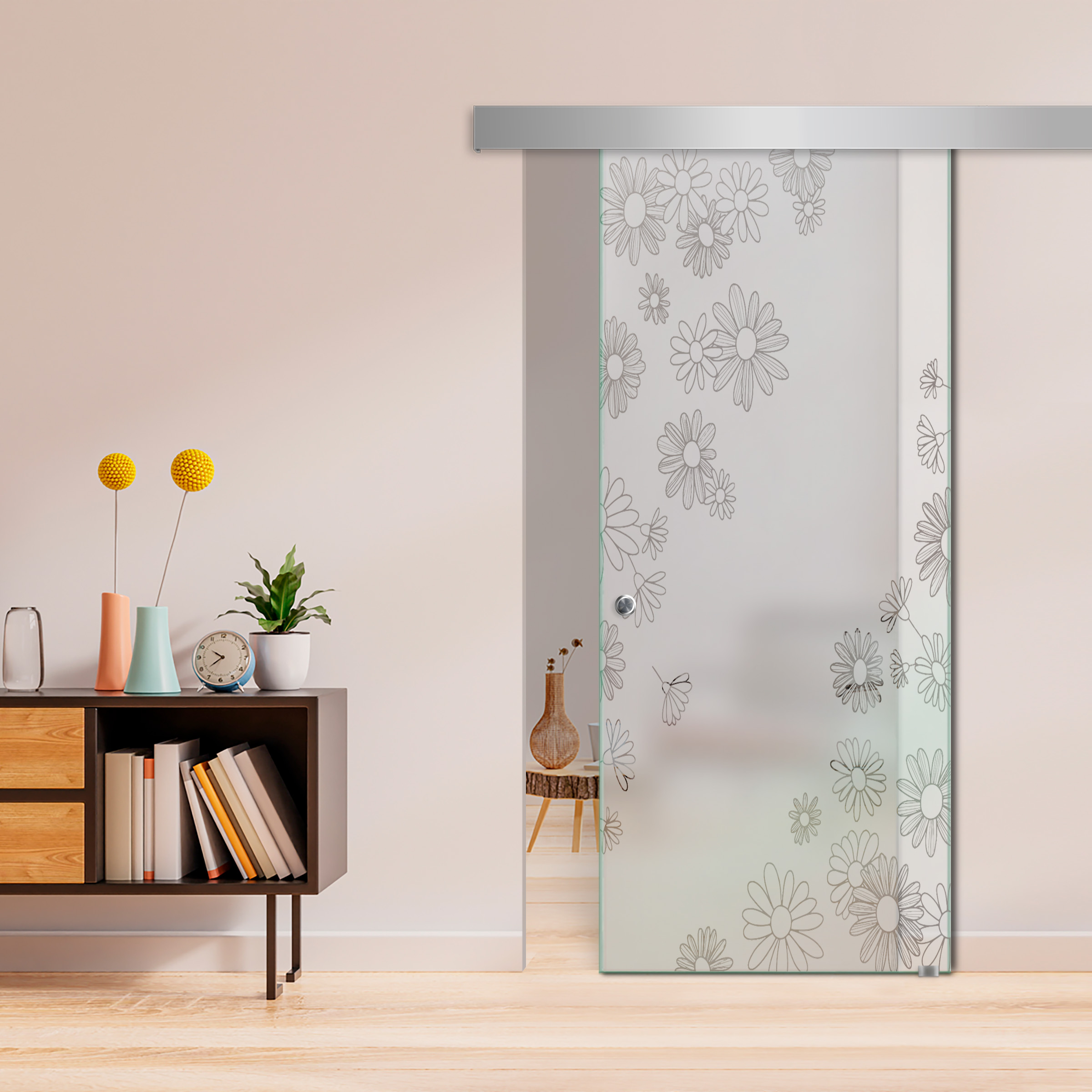 Sliding Glass Barn Door ALU100 (Semi Private) Recessed Grip