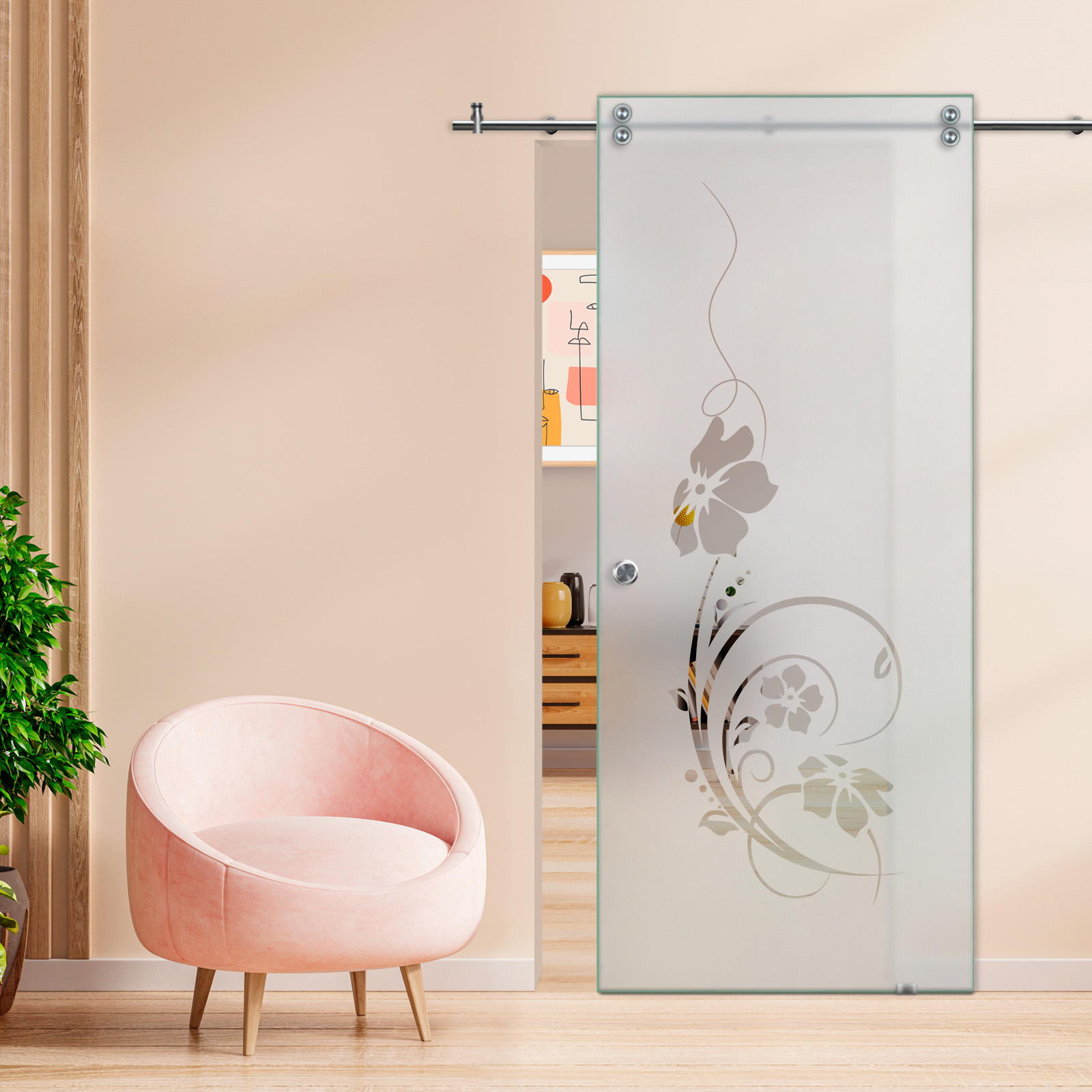Sliding Barn Glass Door Recessed Grip (Semi-Private)