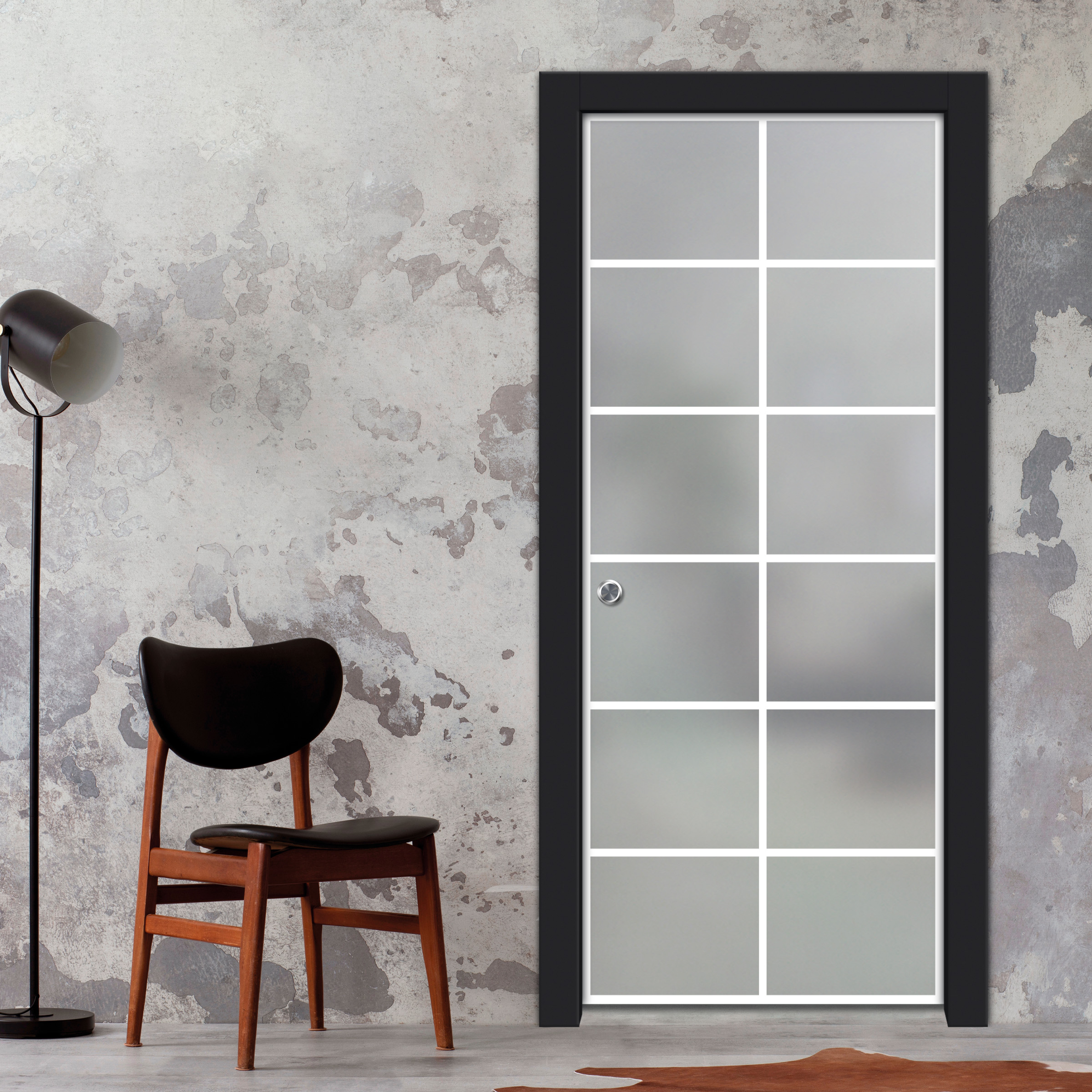 Frameless Glass Sliding Pocket Door Industrial Style PSGDIS-5378