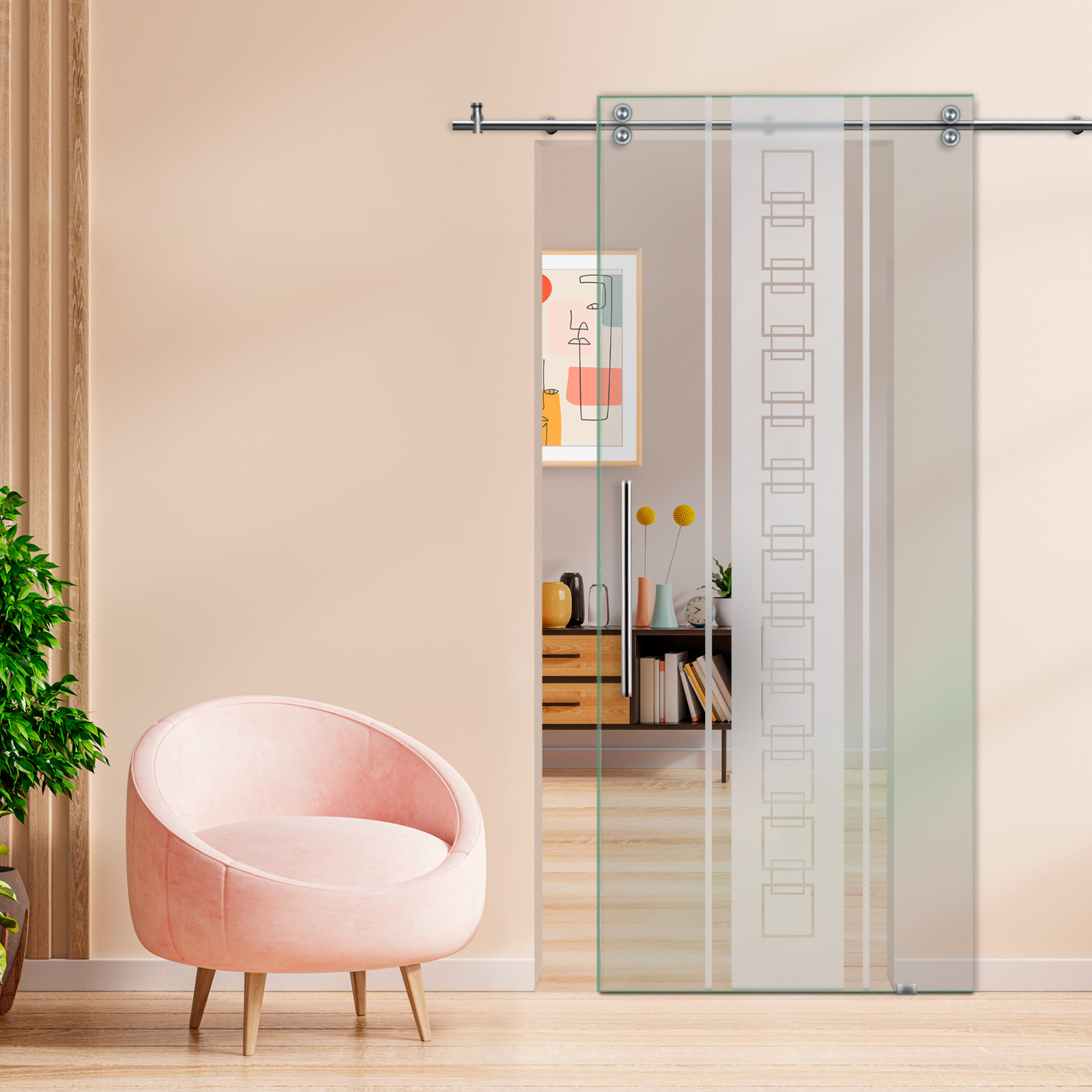 Sliding Glass Barn Door (Non-private) T-Handle