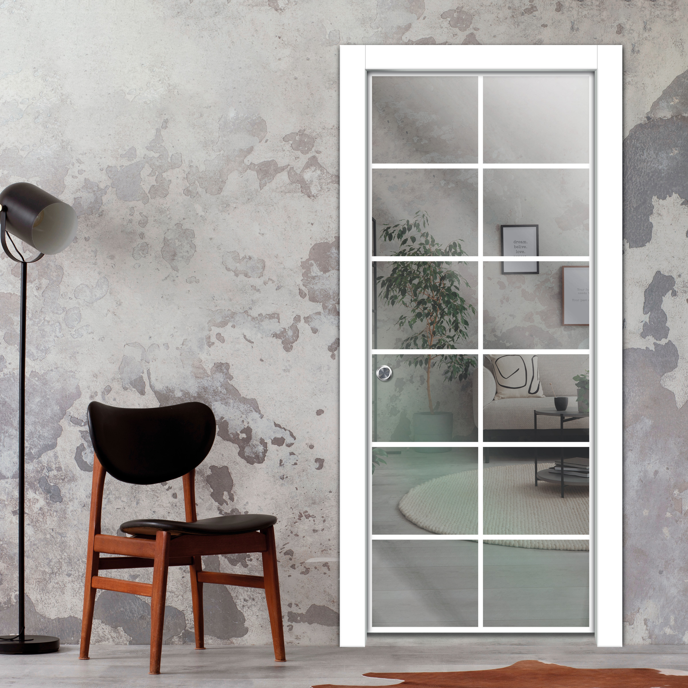 Frameless Glass Sliding Pocket Door Industrial Style PSGDIS-5378