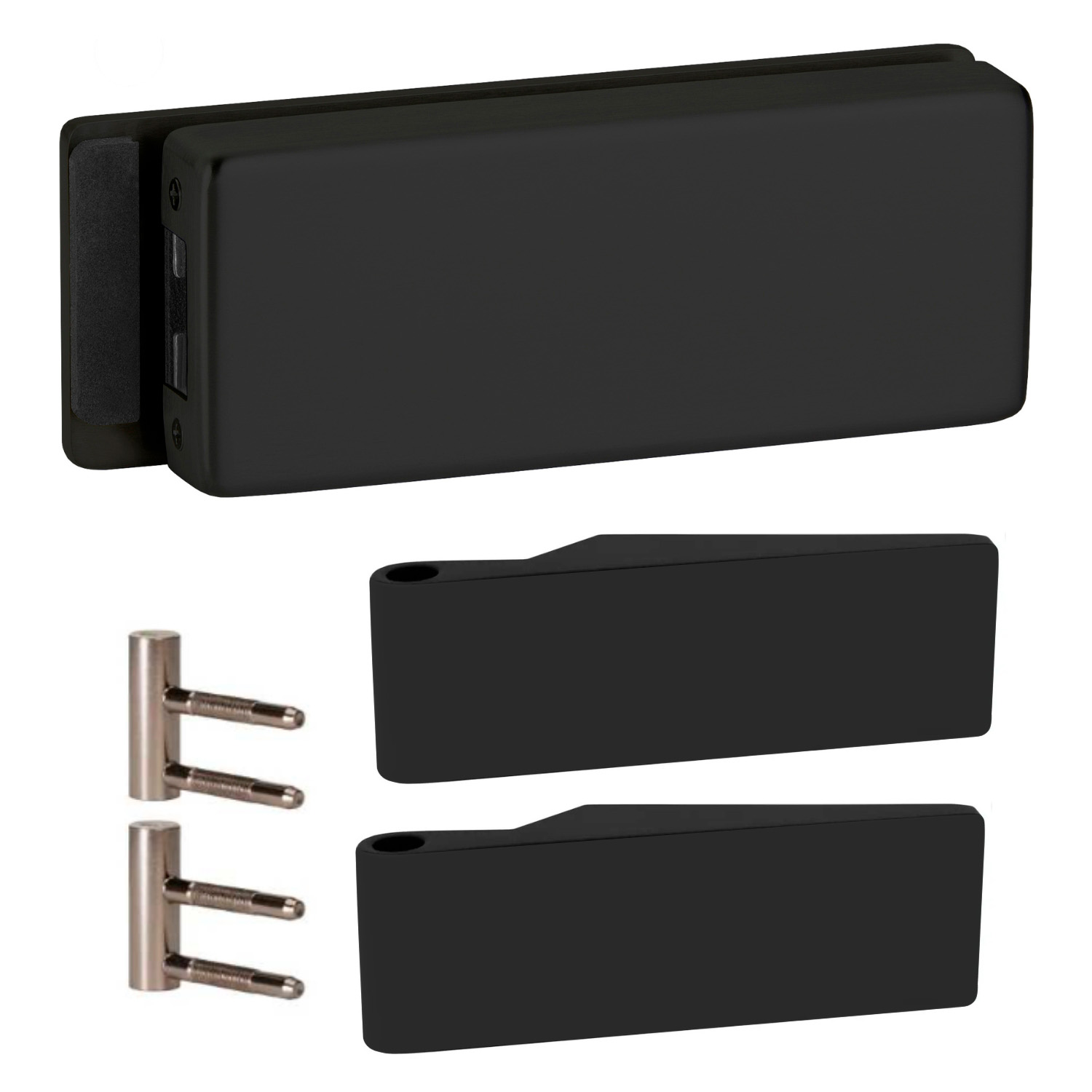 Black Matte Strike Box for Glass Door Lock + Studio Hinges