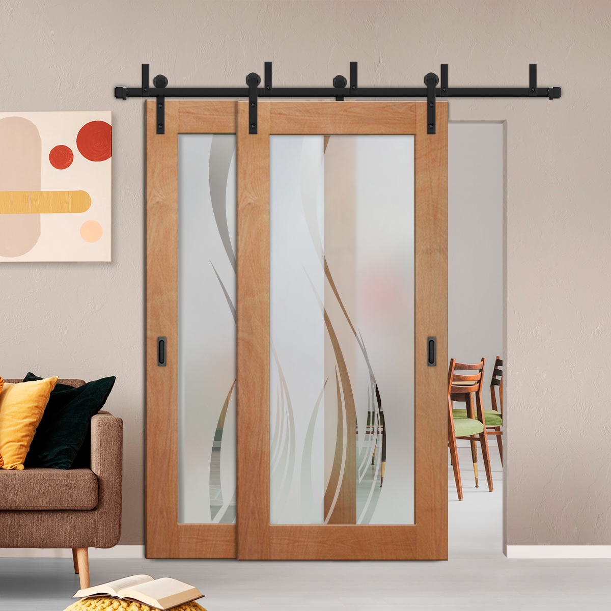 Sliding Barn Bypass Door (Model BGD-0013 Semi-Private)
