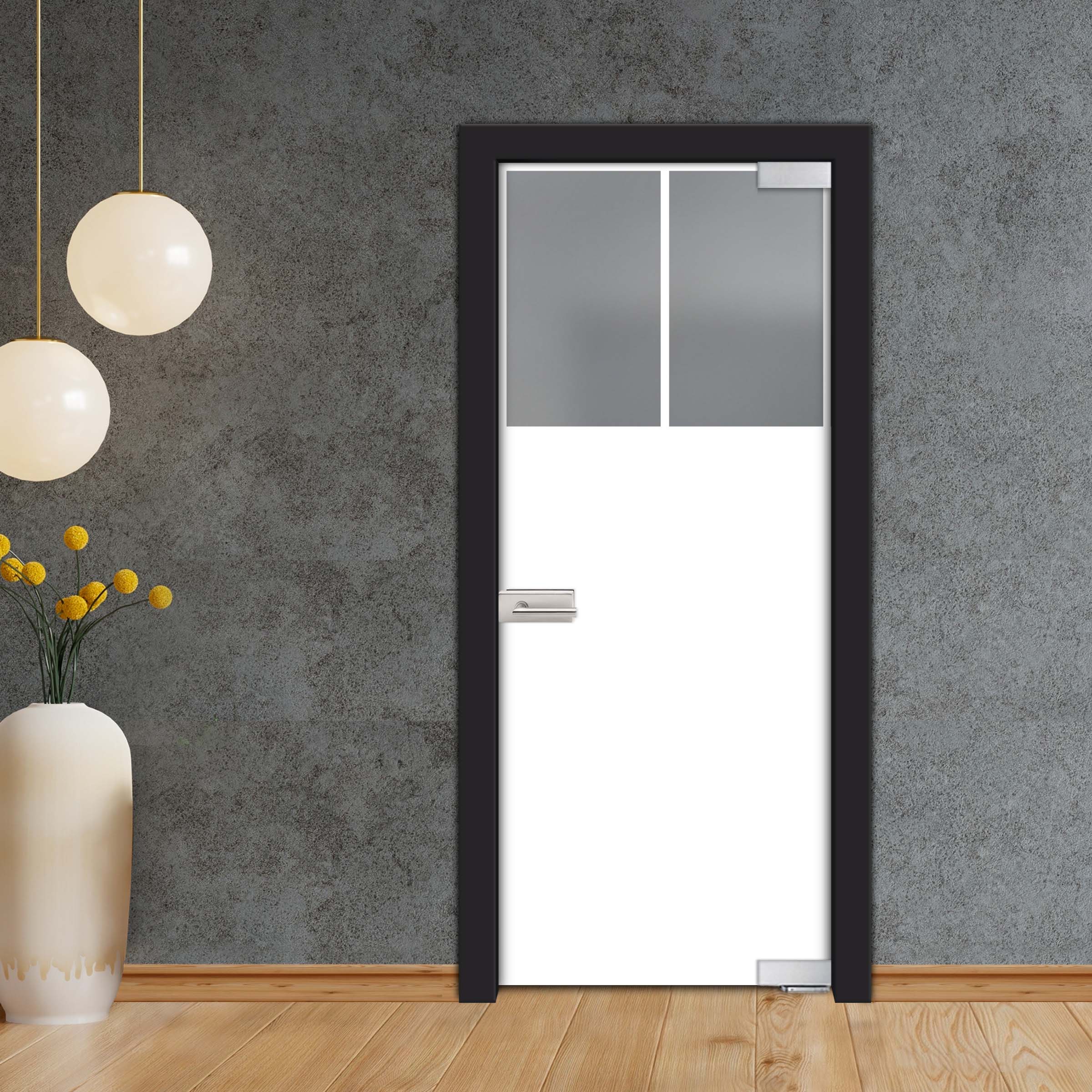 Frameless Industrial Pivot Glass Door (Black Hardware Complete Kit) PGLF-4143
