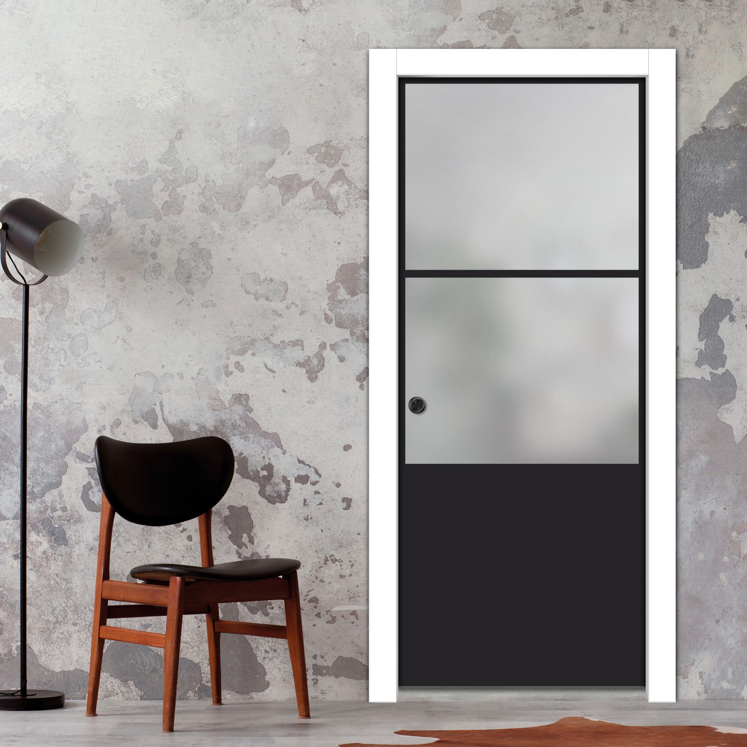 Frameless Glass Sliding Pocket Door Industrial Style PSGDIS-5444