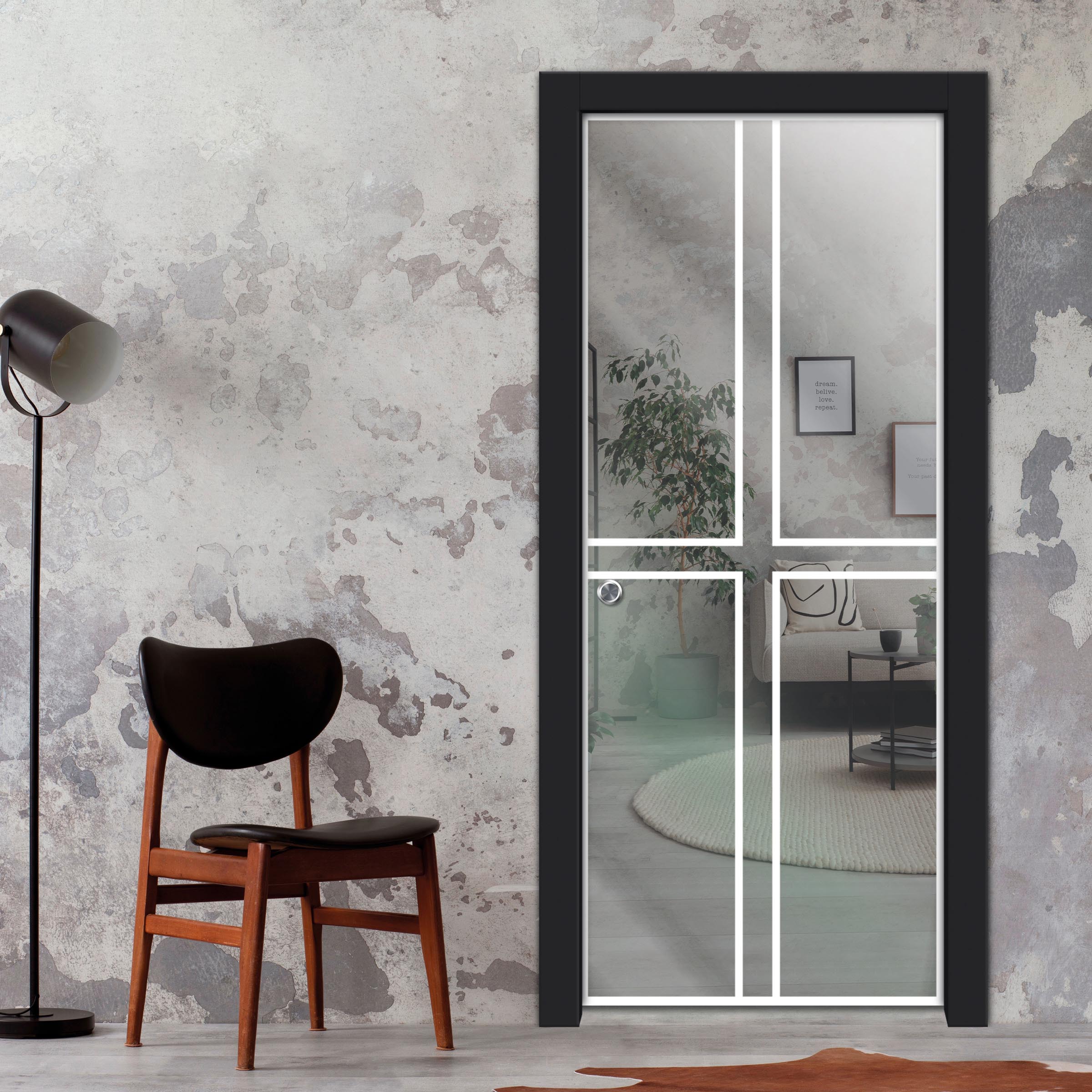 Frameless Glass Sliding Pocket Door Industrial Style PSGDIS-4262