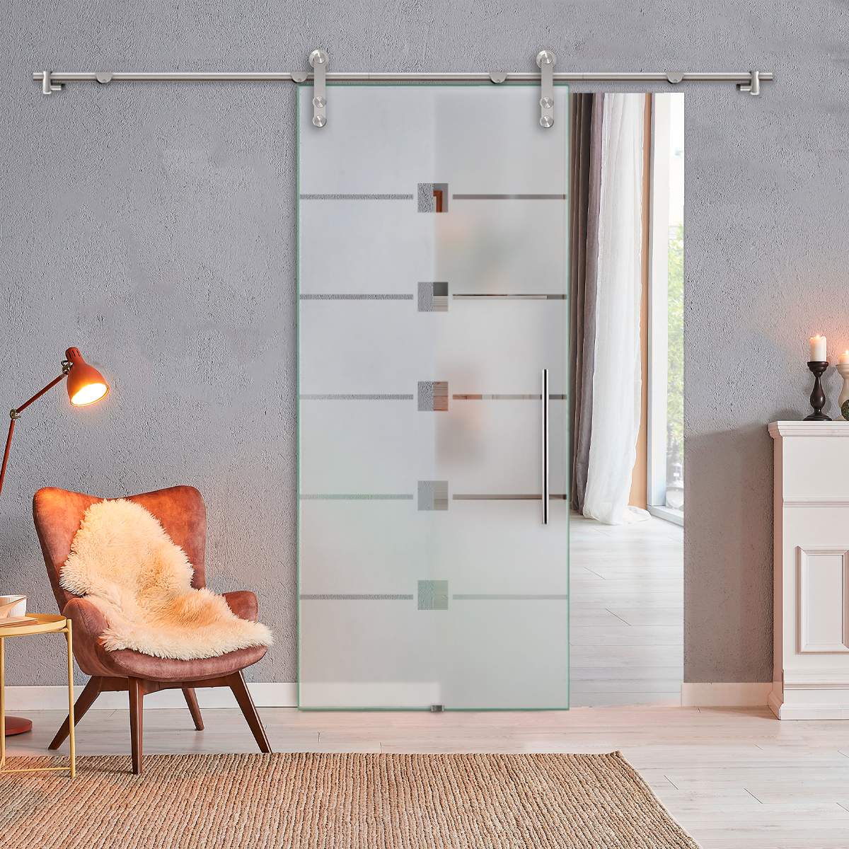 Sliding Glass Barn Door (Semi-private)