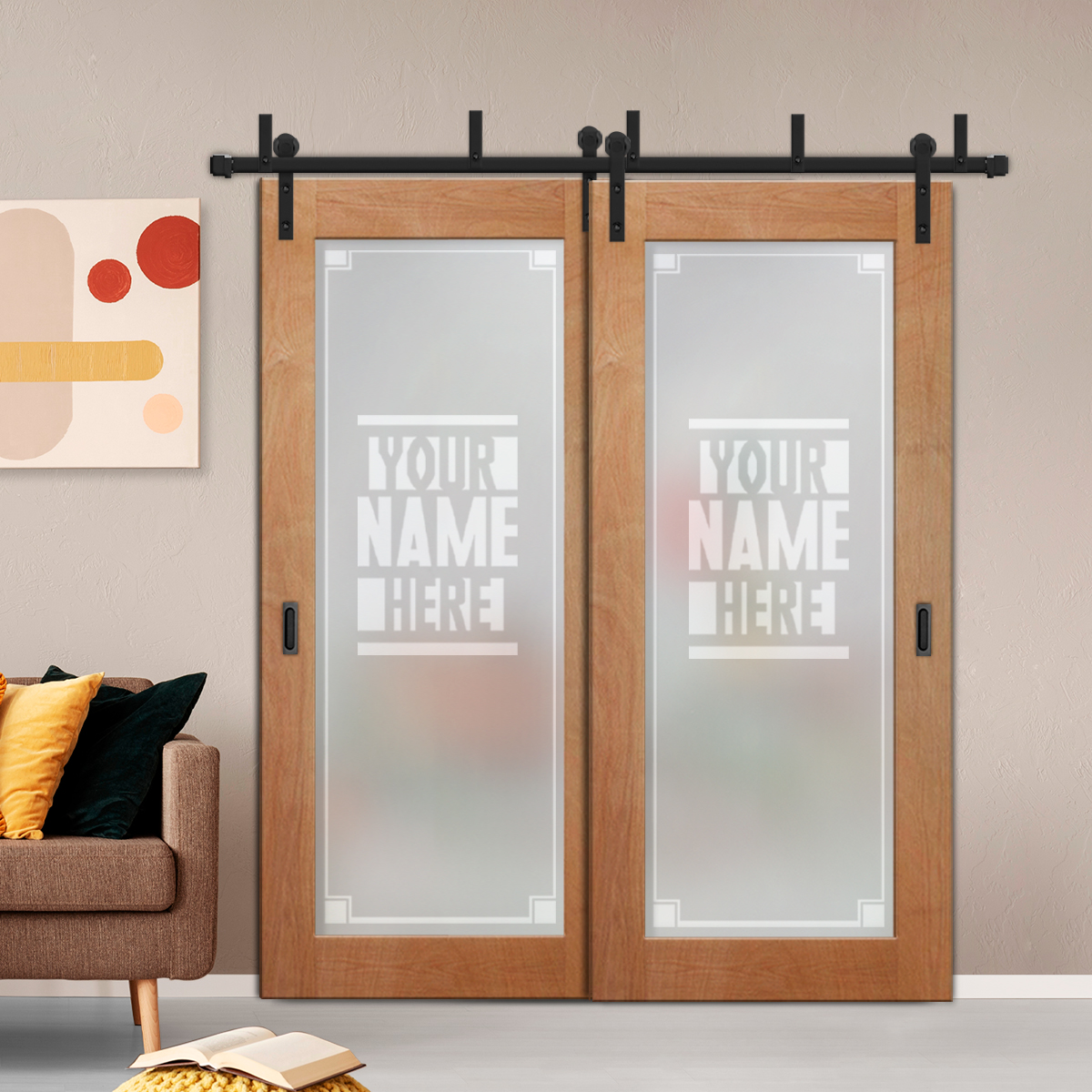 Sliding Barn Bypass Doors (Full-private) Lock  