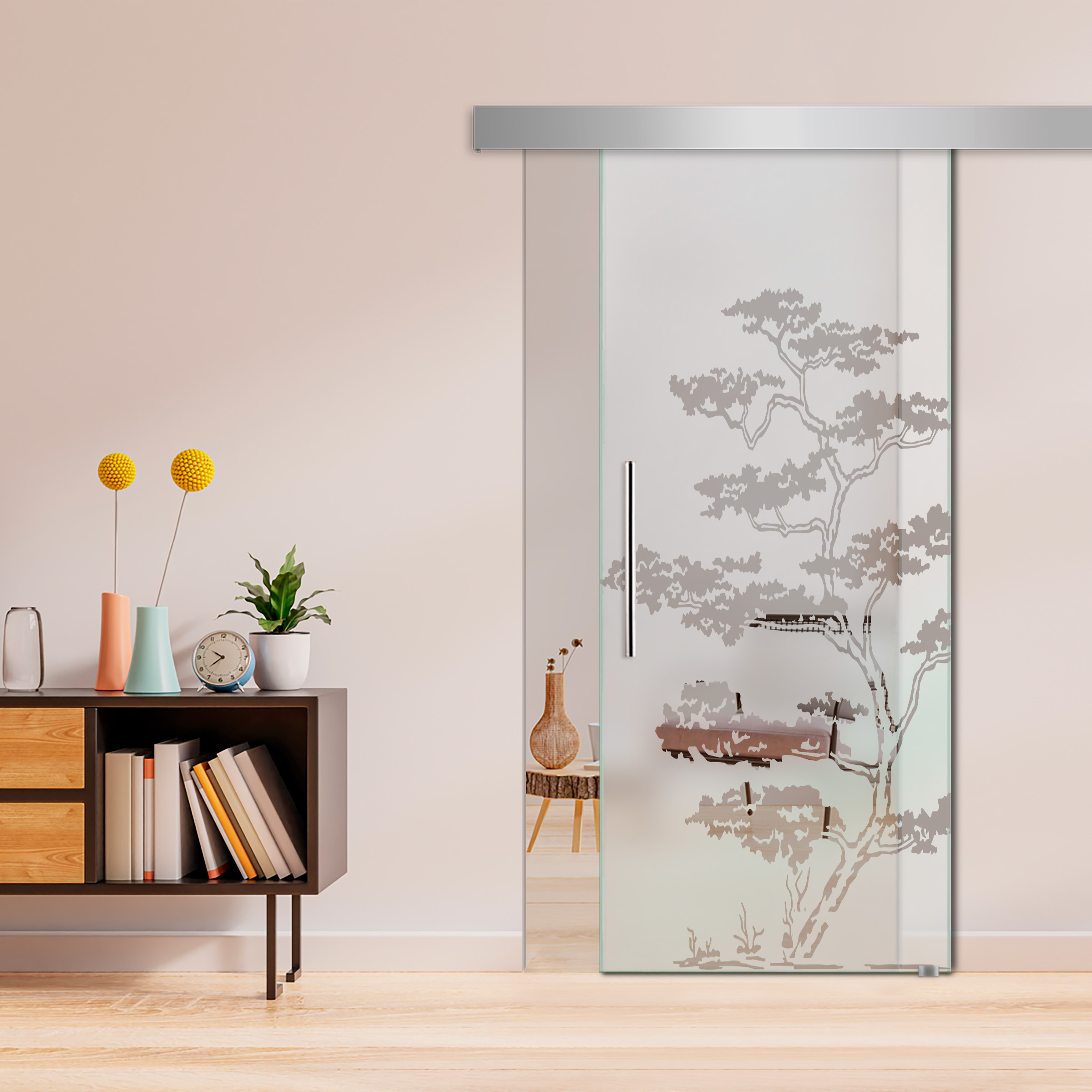 Sliding Glass Barn Door ALU100  (Semi Private) T Handle