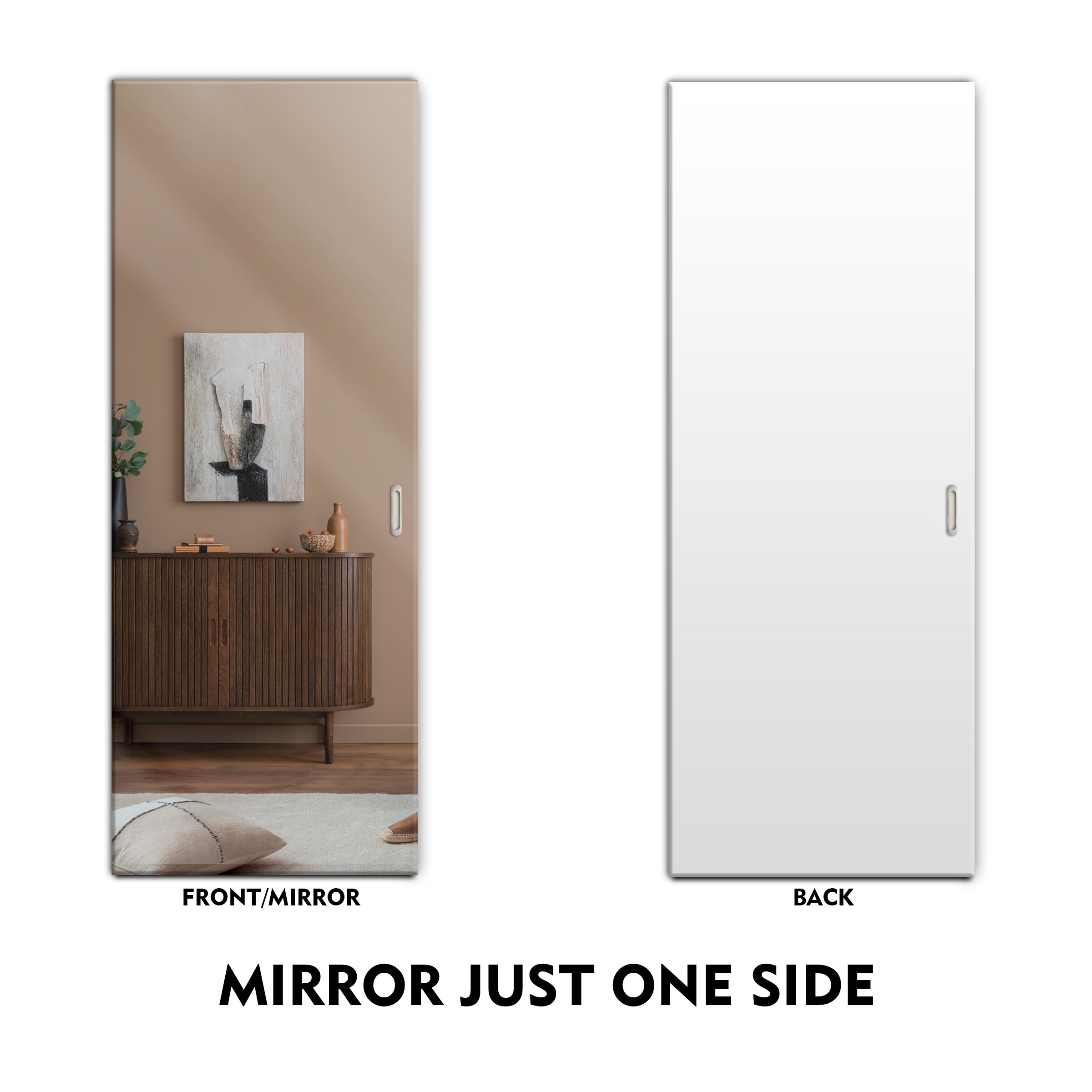 2 Leaf Frameless Mirror Sliding Door with Hidden / Invisible Hardware 2MMD-4109
