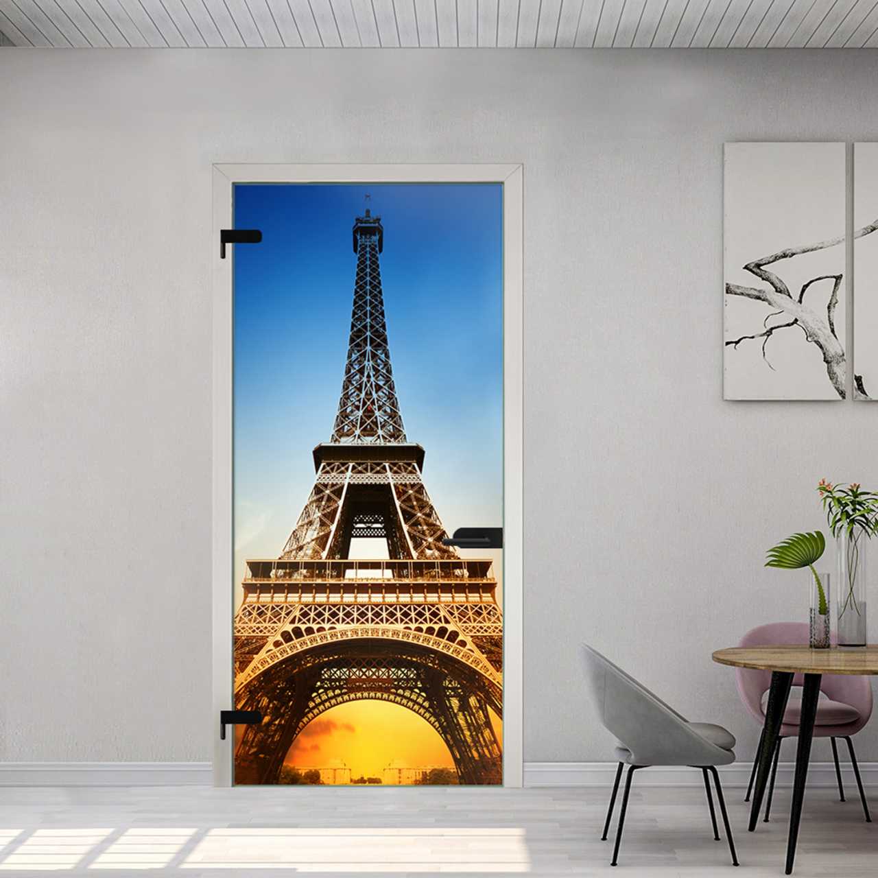 (Eiffel Tower Sunset) Digital Printing Hinged Glass Door DPHGD-6138