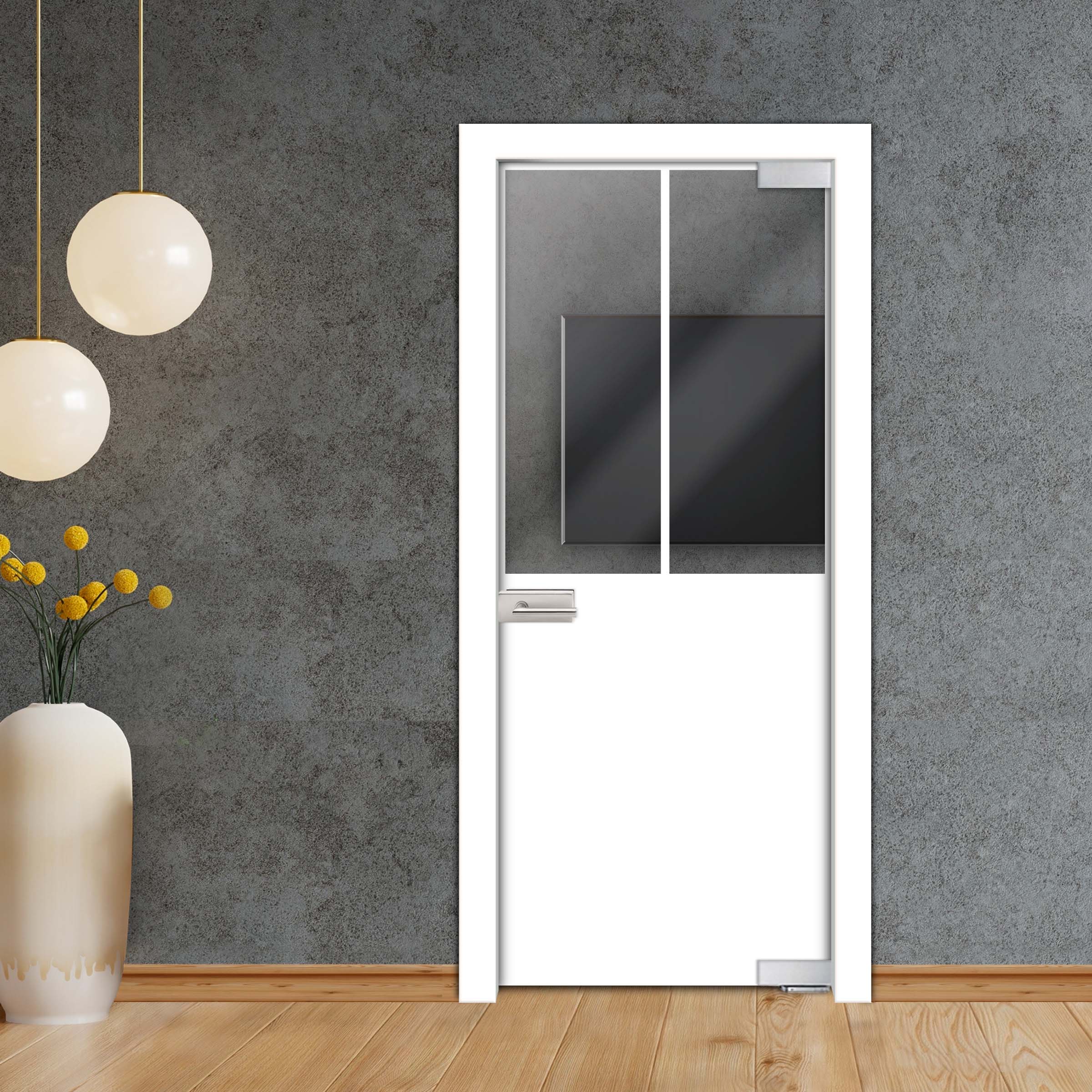 Frameless Industrial Pivot Glass Door (Black Hardware Complete Kit) PGLF-4142