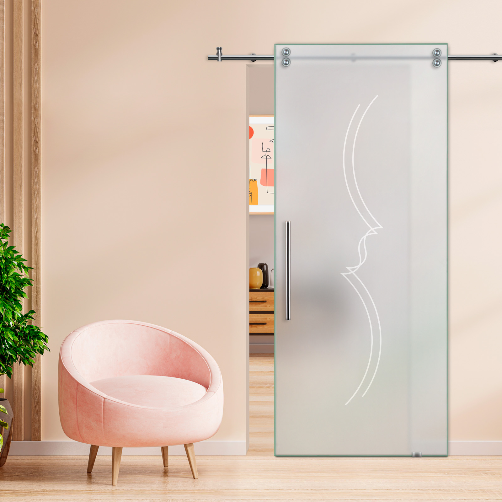 Sliding Glass Barn Door (Full-private) T-Handle