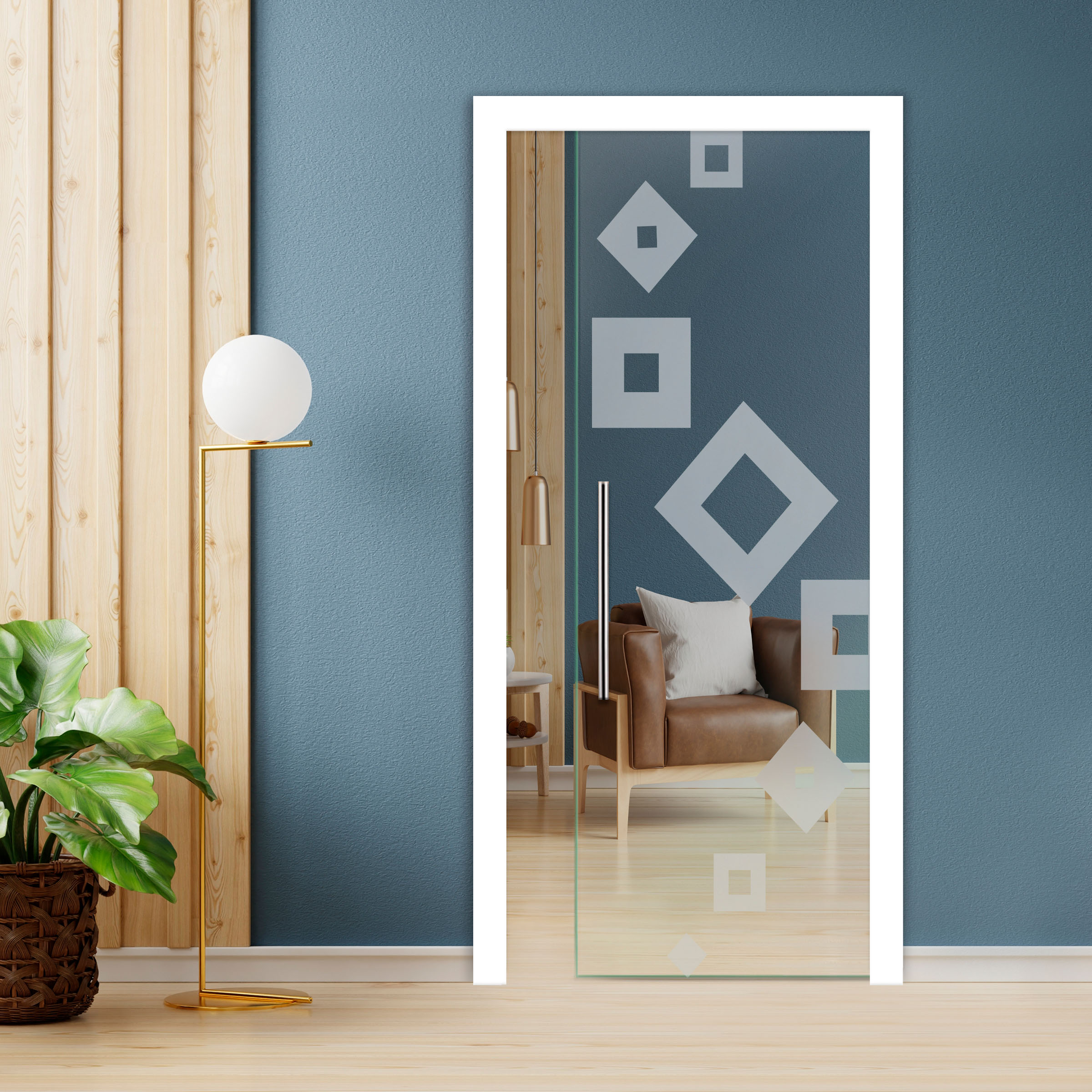 Pocket Glass Barn Door & T Handle Bar